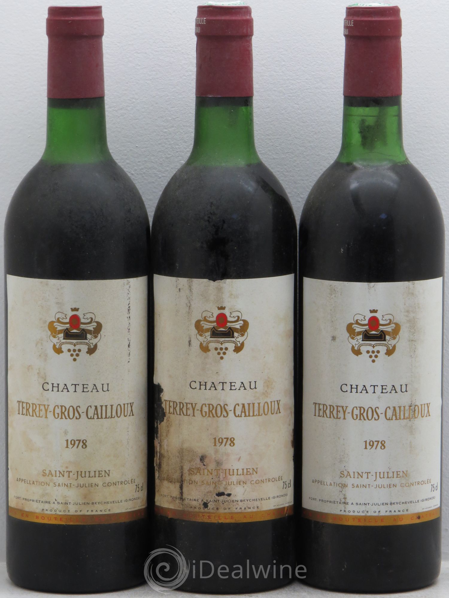 Château Terrey Gros Cailloux Cru Bourgeois 1978 - Lot de 3 bouteilles - 0