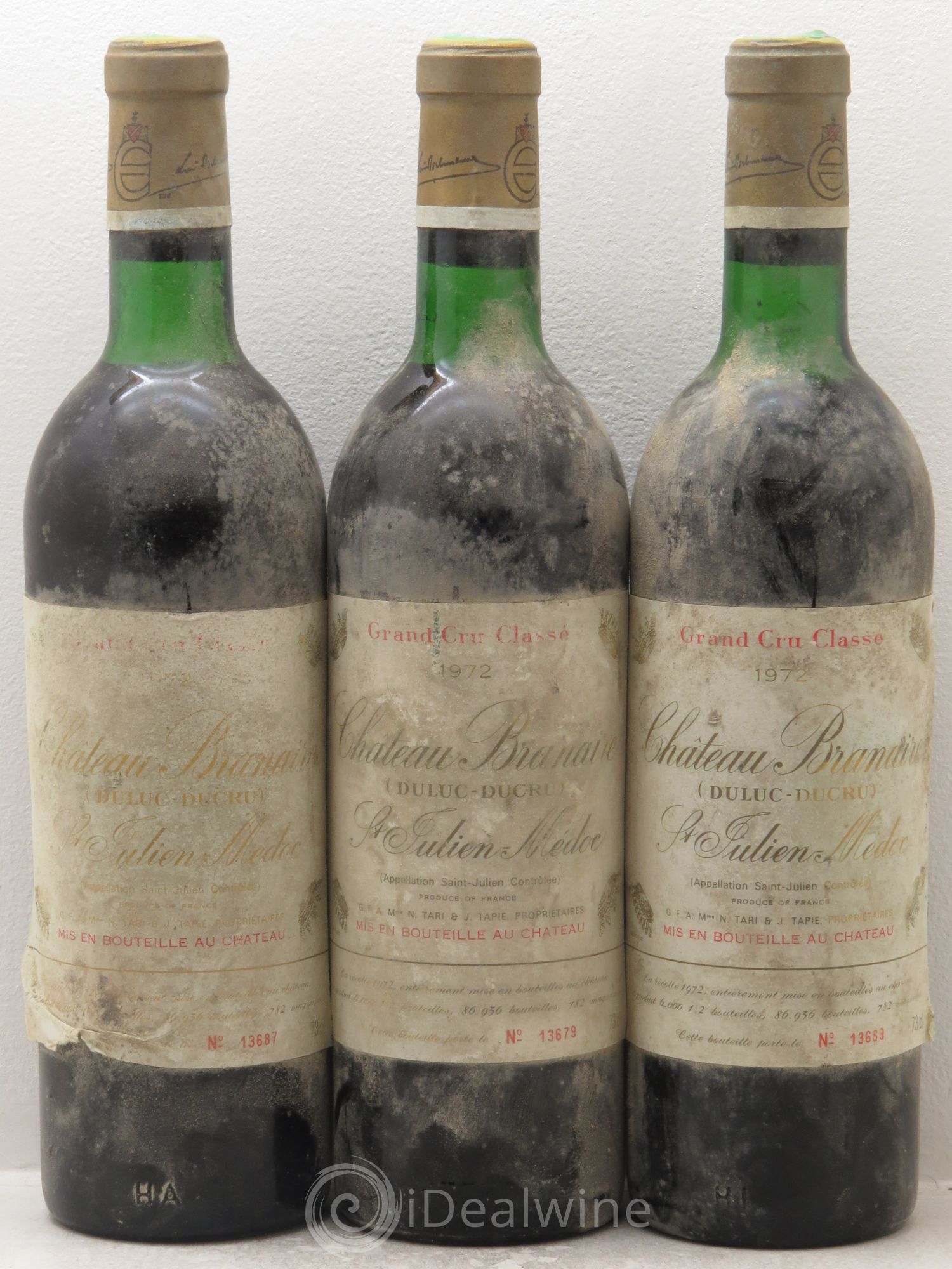 Château Branaire Ducru 4ème Grand Cru Classé 1972 - Lot de 3 bouteilles - 0