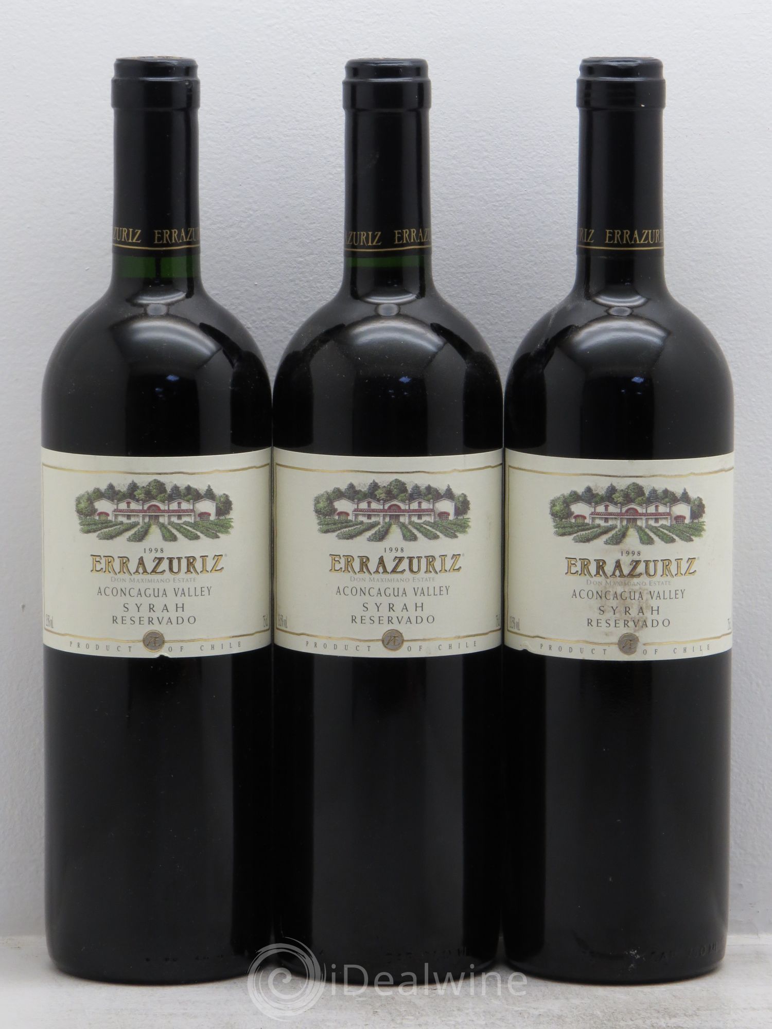 Chili Errazuriz .Don Maximiano Estate .Aconcagua Valley.Syrah reservado 1998 - Posten von 3 Flaschen - 0