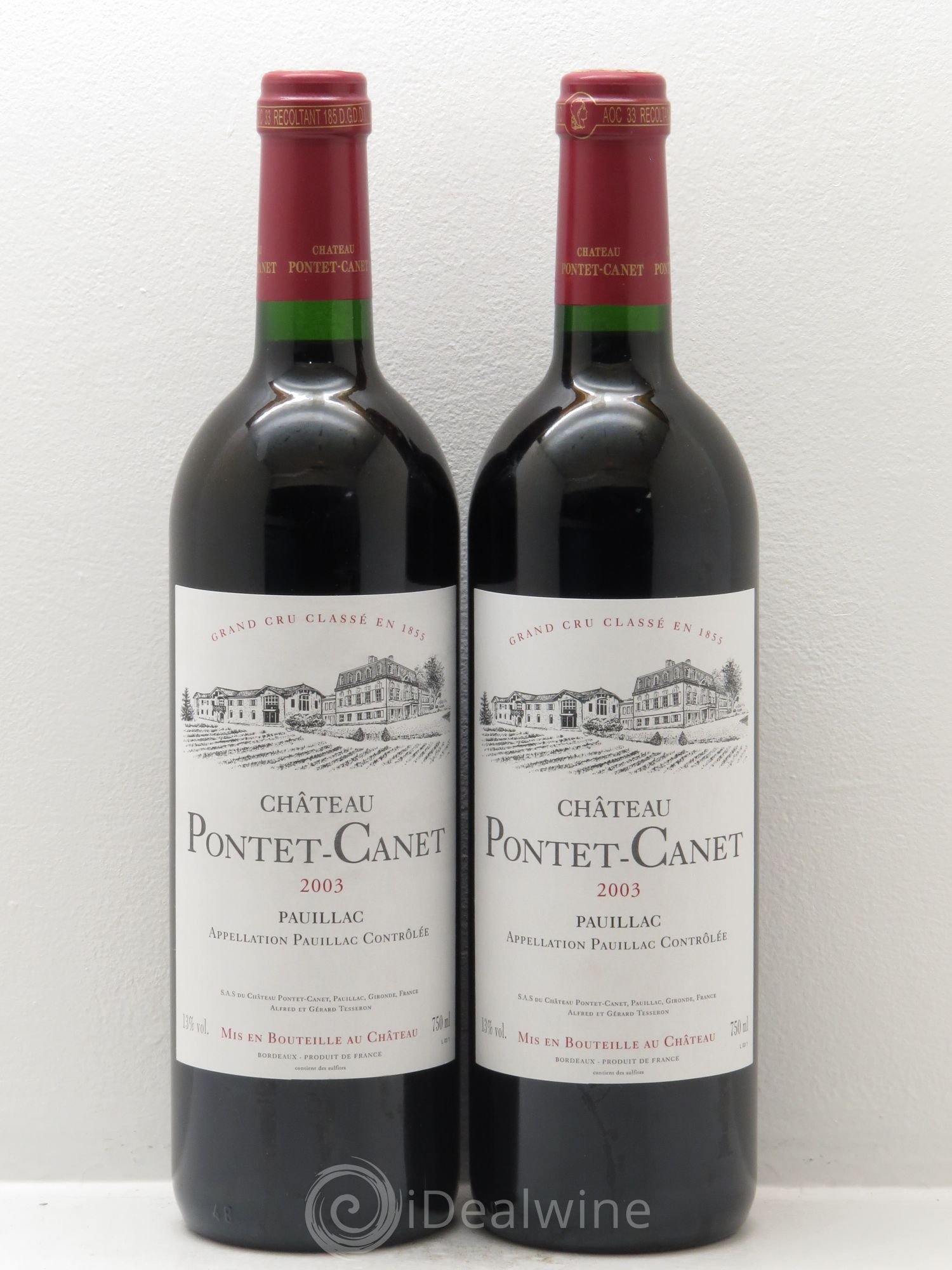Château Pontet Canet 5ème Grand Cru Classé 2003 - Lot de 2 bouteilles - 0