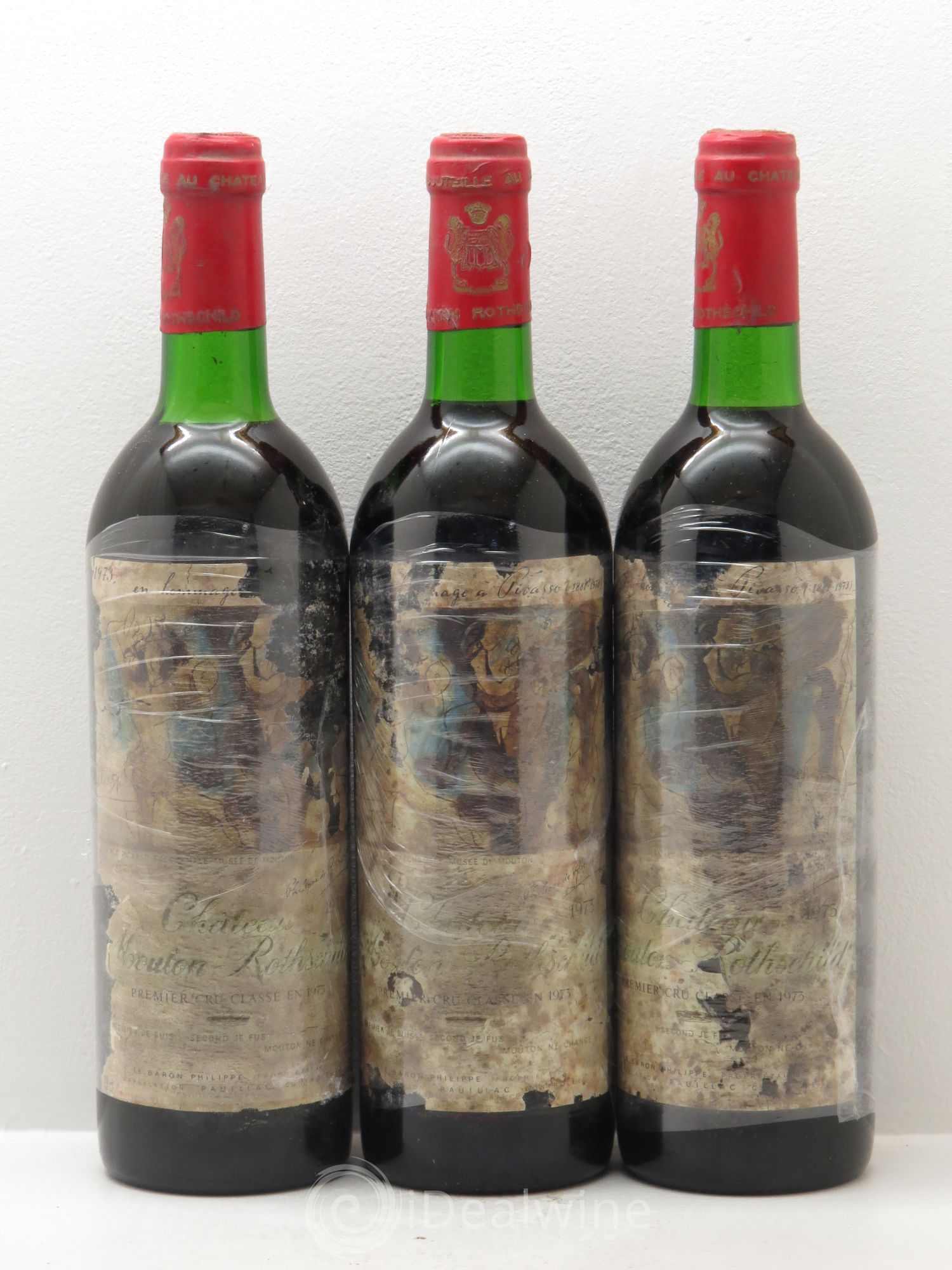 Château Mouton Rothschild 1er Grand Cru Classé 1973 - Lot de 3 bouteilles - 0