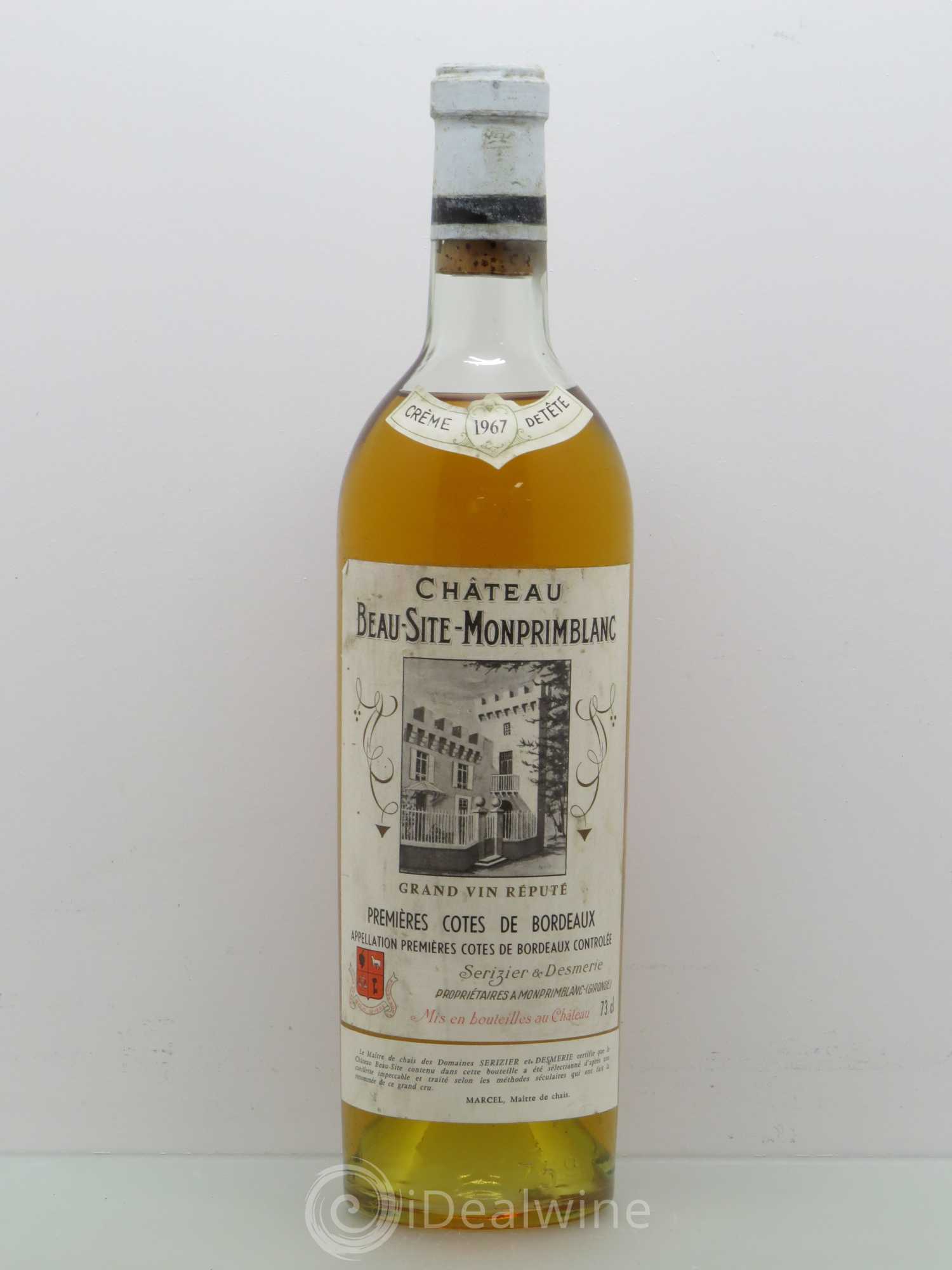Bordeaux Château Beau Site Monprimblanc Crème de Tête 1967 - Posten von 1 Flasche - 0