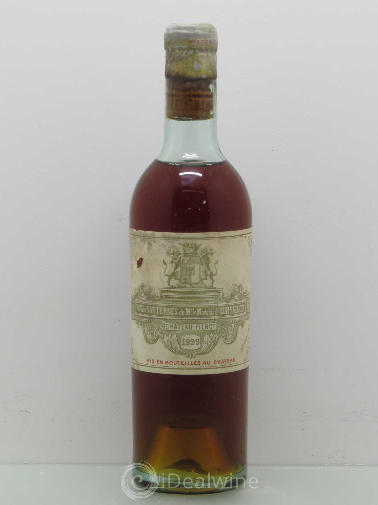 Château Filhot 2ème Grand Cru Classé 1929 - Lotto di 1 mezza bottiglia - 0