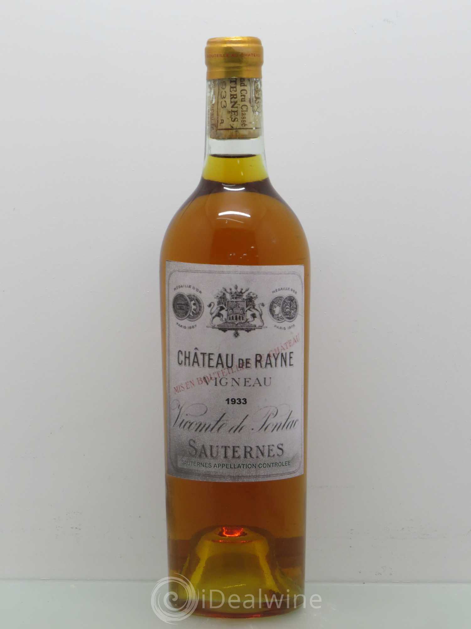 Château de Rayne Vigneau 1er Grand Cru Classé 1933 - Lotto di 1 bottiglia - 0