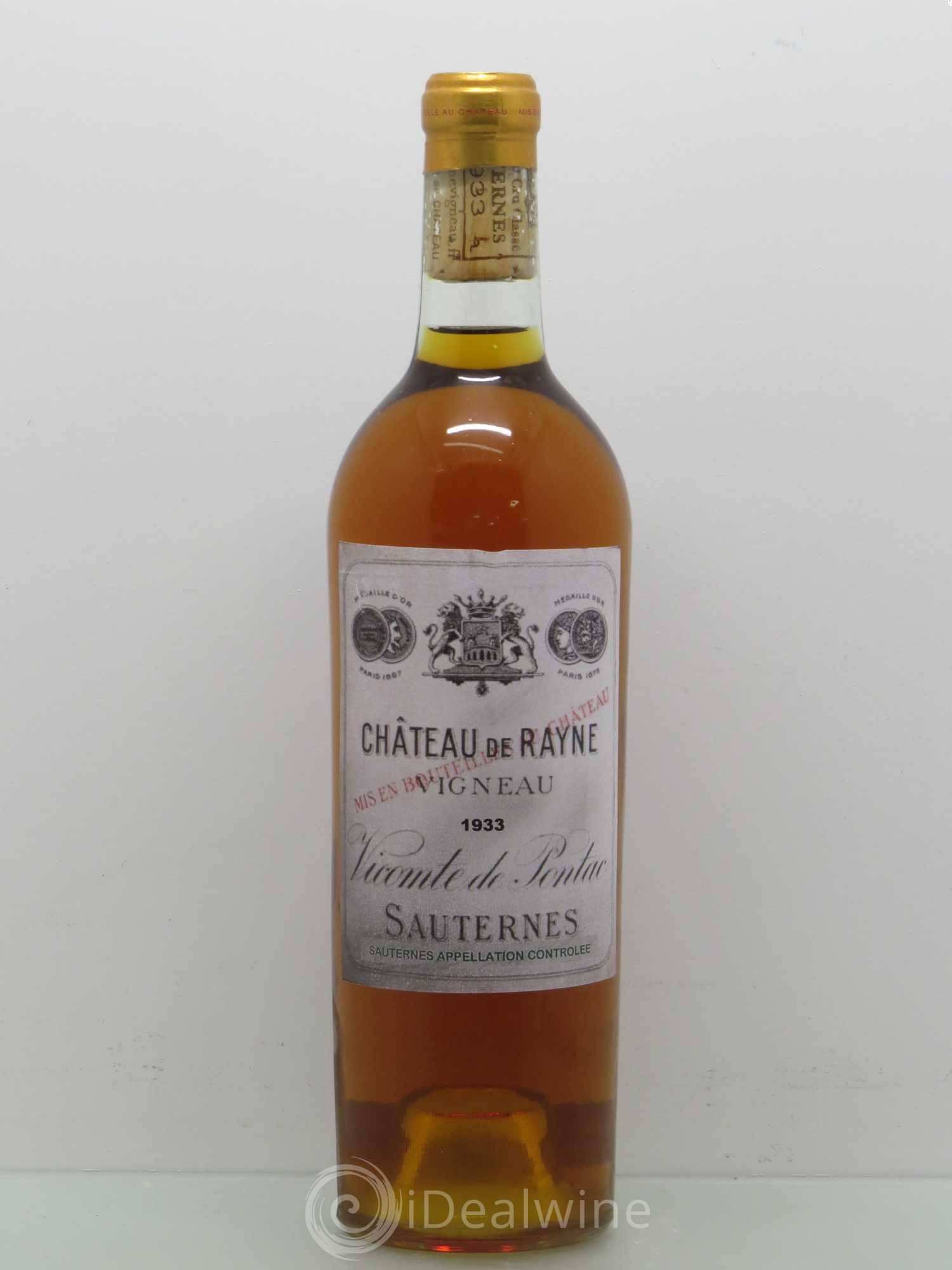 Château de Rayne Vigneau 1er Grand Cru Classé 1933 - Lotto di 1 bottiglia - 0