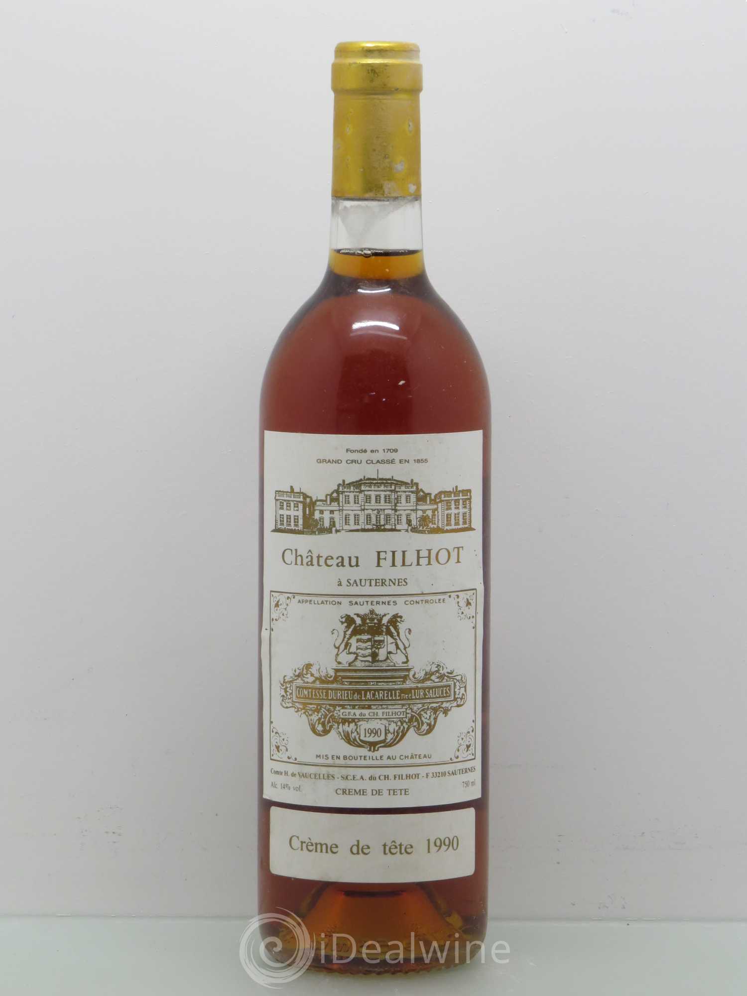 Château Filhot - Crème de Tête 2ème Grand Cru Classé 1990 - Lotto di 1 bottiglia - 0