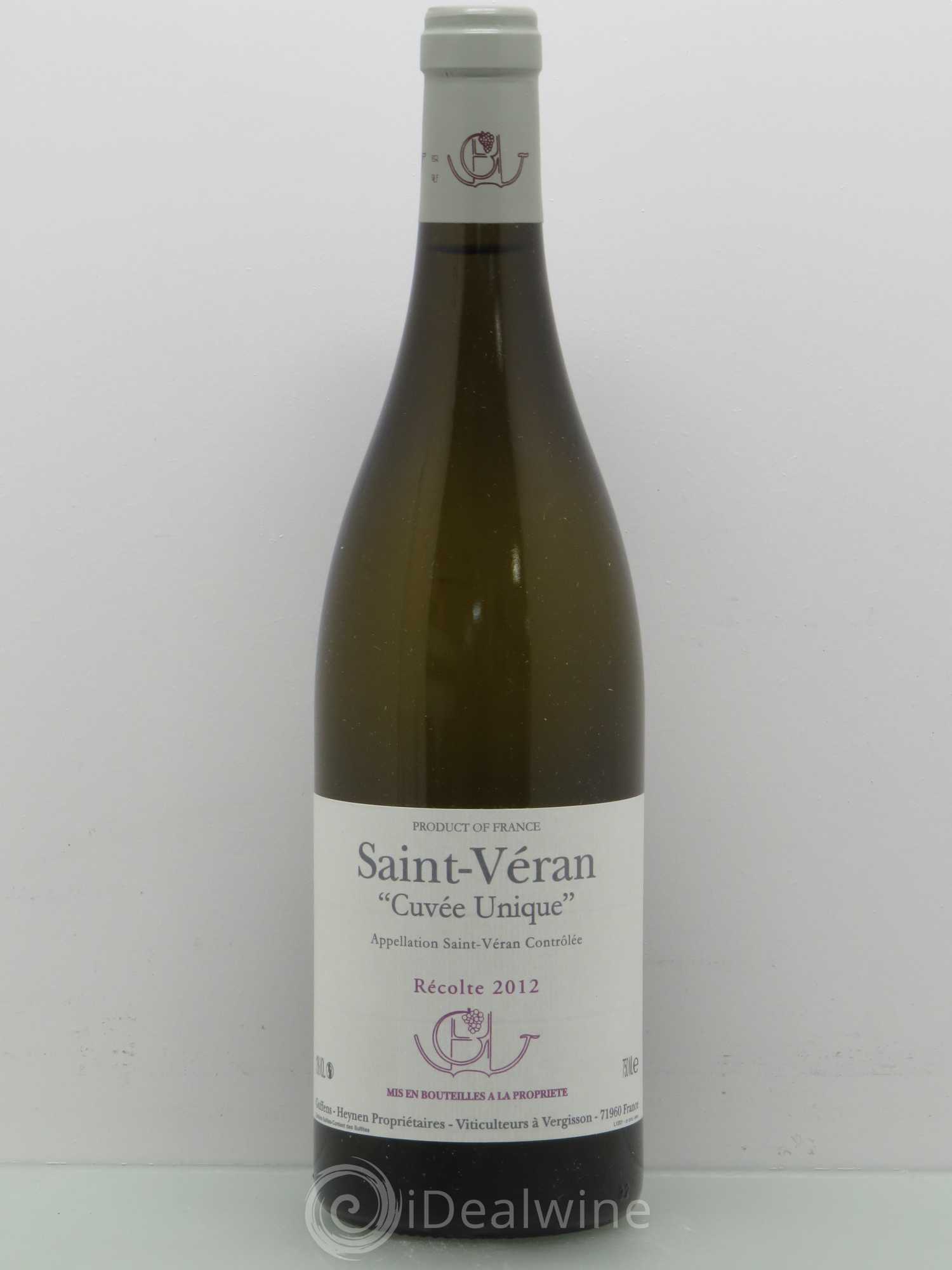 Saint-Véran Cuvée Unique Guffens-Heynen 2012 - Lot de 1 bouteille - 0