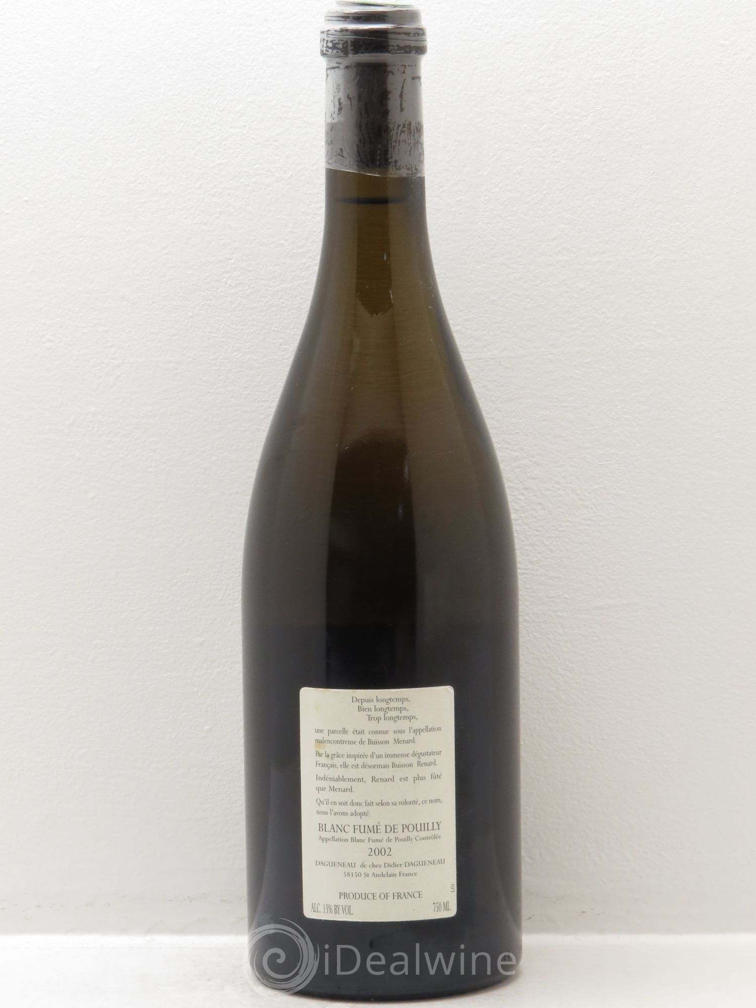 Vin de France (anciennement Pouilly-Fumé) Buisson Renard Dagueneau (Domaine Didier - Louis-Benjamin) 2002 - Lot de 1 bouteille - 1