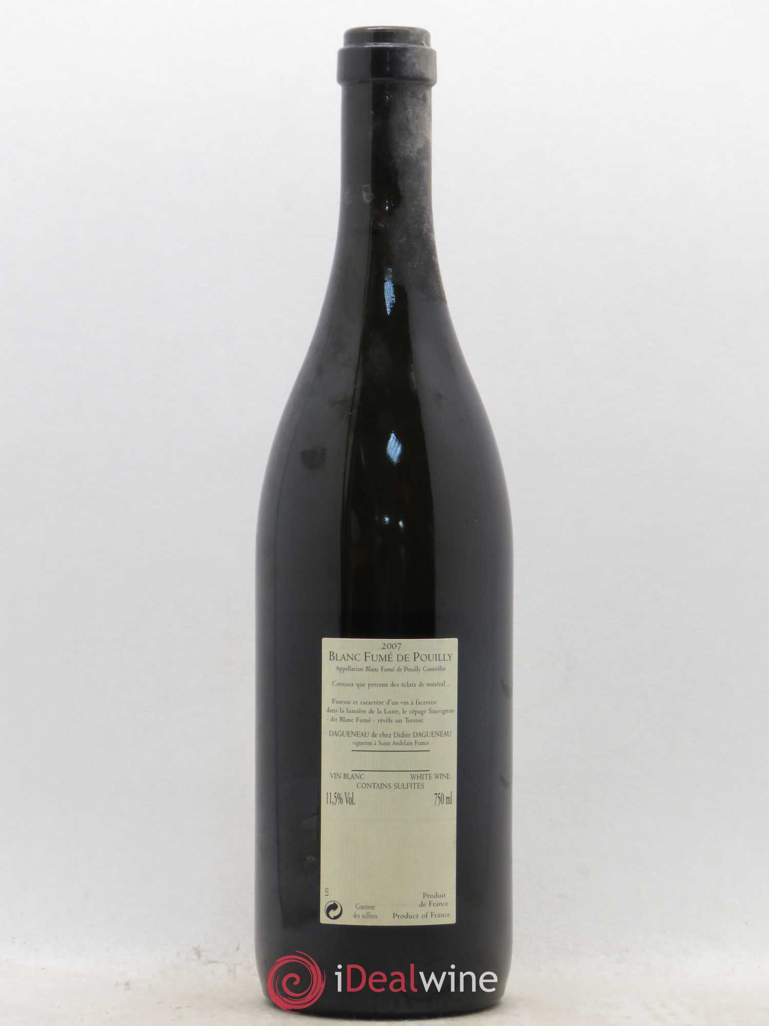 Pouilly-Fumé Blanc Fumé de Pouilly Dagueneau (Domaine Didier - Louis-Benjamin) 2007 - Lot de 1 bouteille - 1
