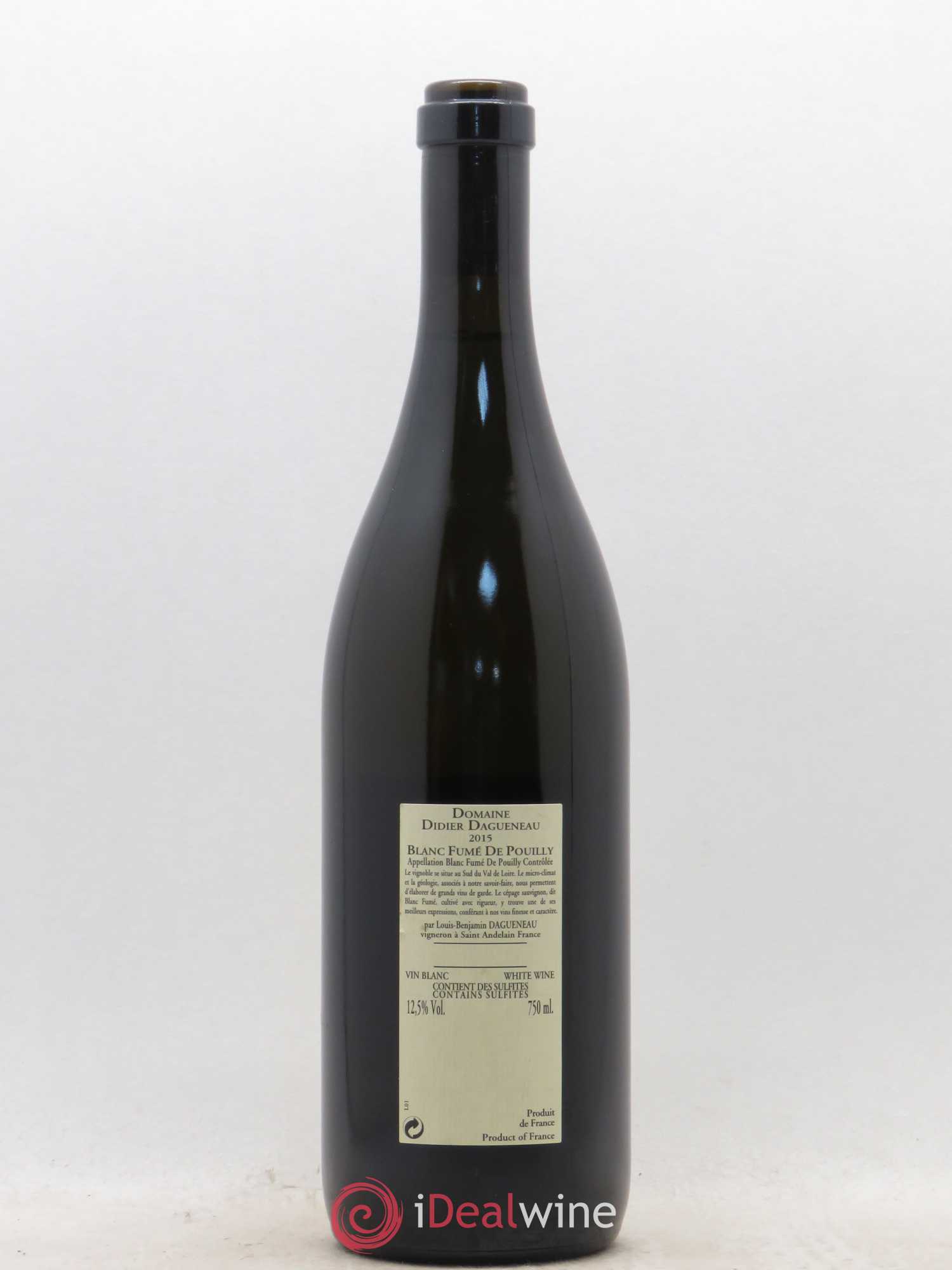 Pouilly-Fumé Blanc Fumé de Pouilly Dagueneau (Domaine Didier - Louis-Benjamin) 2015 - Lot de 1 bouteille - 1