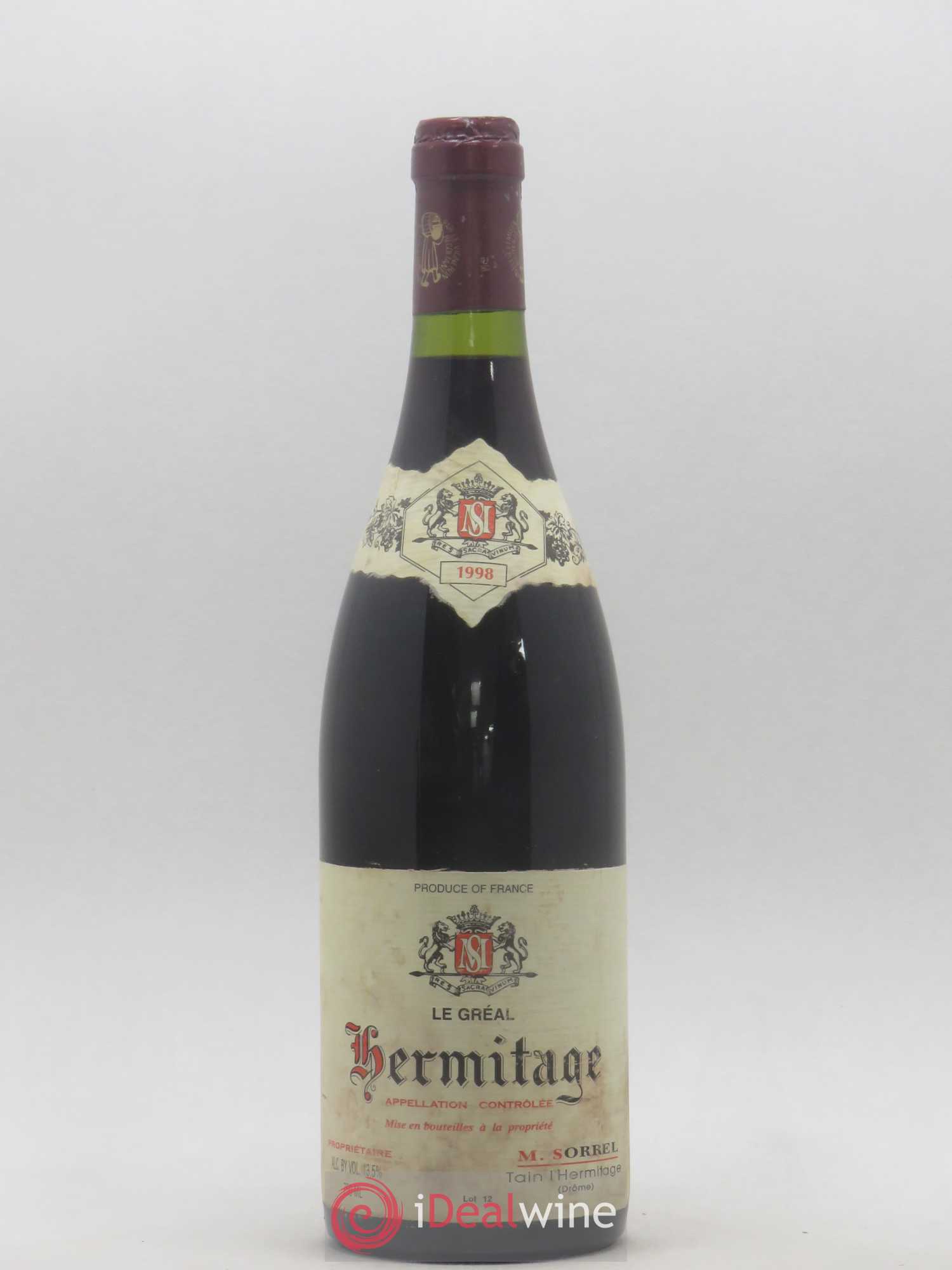 Hermitage Le Gréal Marc Sorrel 1998 - Lot de 1 bouteille - 0