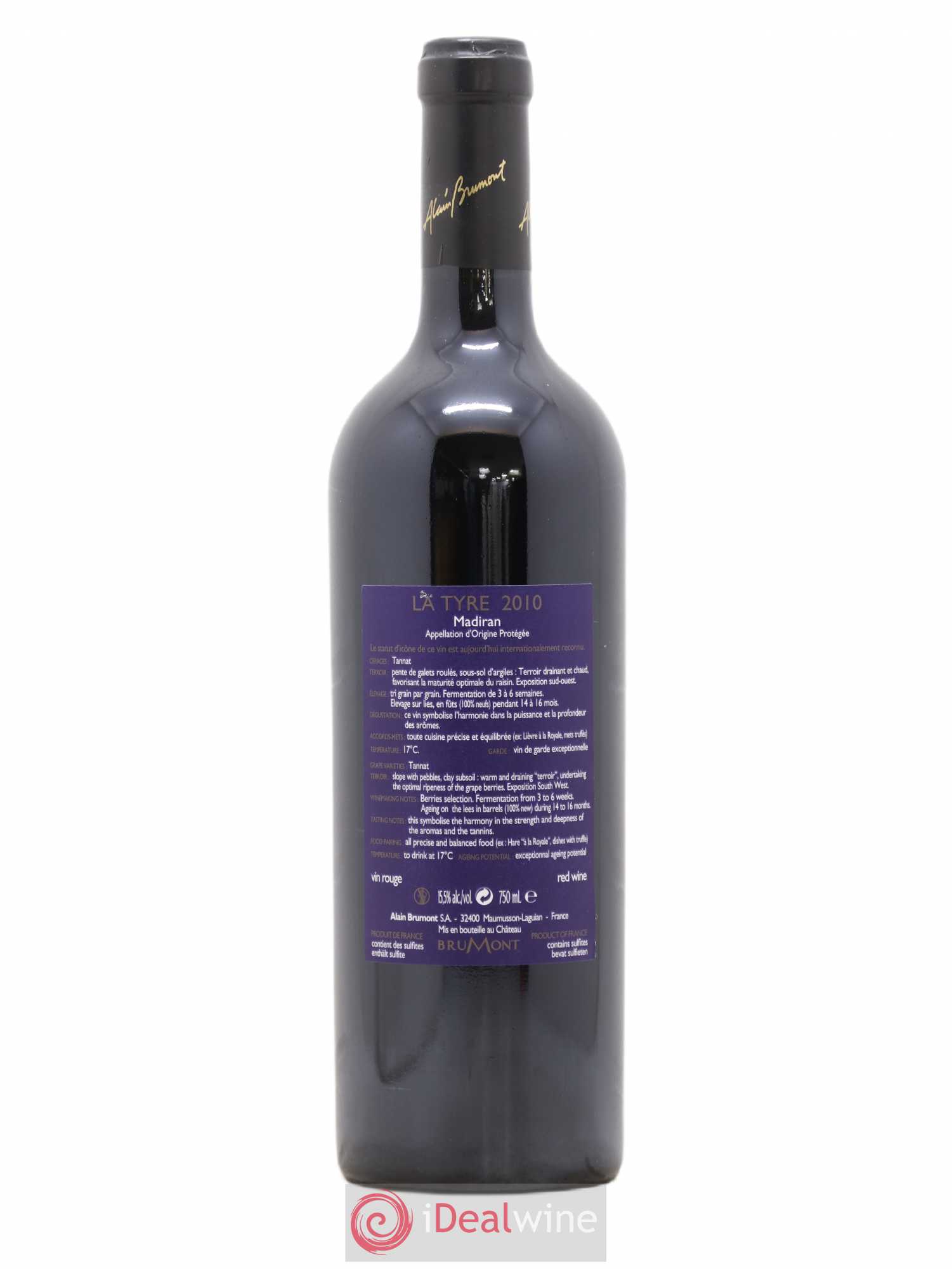 Madiran Château Montus-La Tyre Alain Brumont 2010 - Lot de 1 bouteille - 1