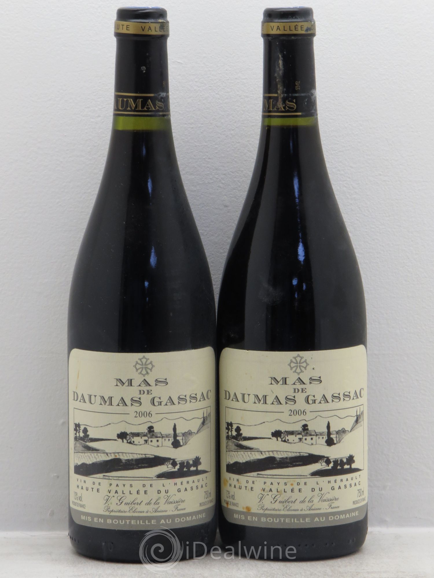 Saint-Guilhem-le-Désert - Cité d'Aniane Mas Daumas Gassac Famille Guibert de La Vaissière (sans prix de réserve) 2006 - Lot de 2 bouteilles - 0