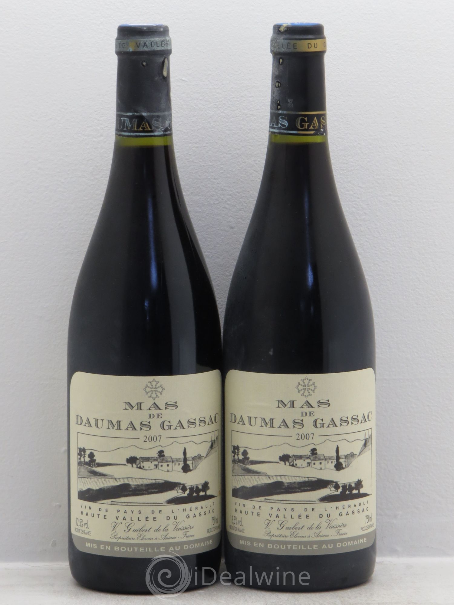 Saint-Guilhem-le-Désert - Cité d'Aniane Mas Daumas Gassac Famille Guibert de La Vaissière (sans prix de réserve) 2007 - Lot de 2 bouteilles - 0