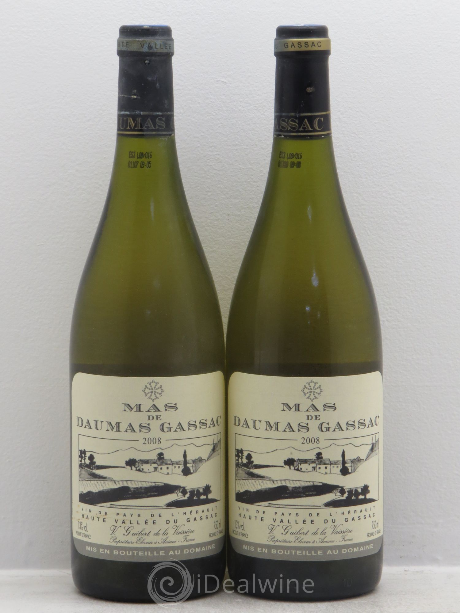 Saint-Guilhem-le-Désert - Cité d'Aniane Mas Daumas Gassac Famille Guibert de La Vaissière (sans prix de réserve) 2008 - Lot de 2 bouteilles - 0
