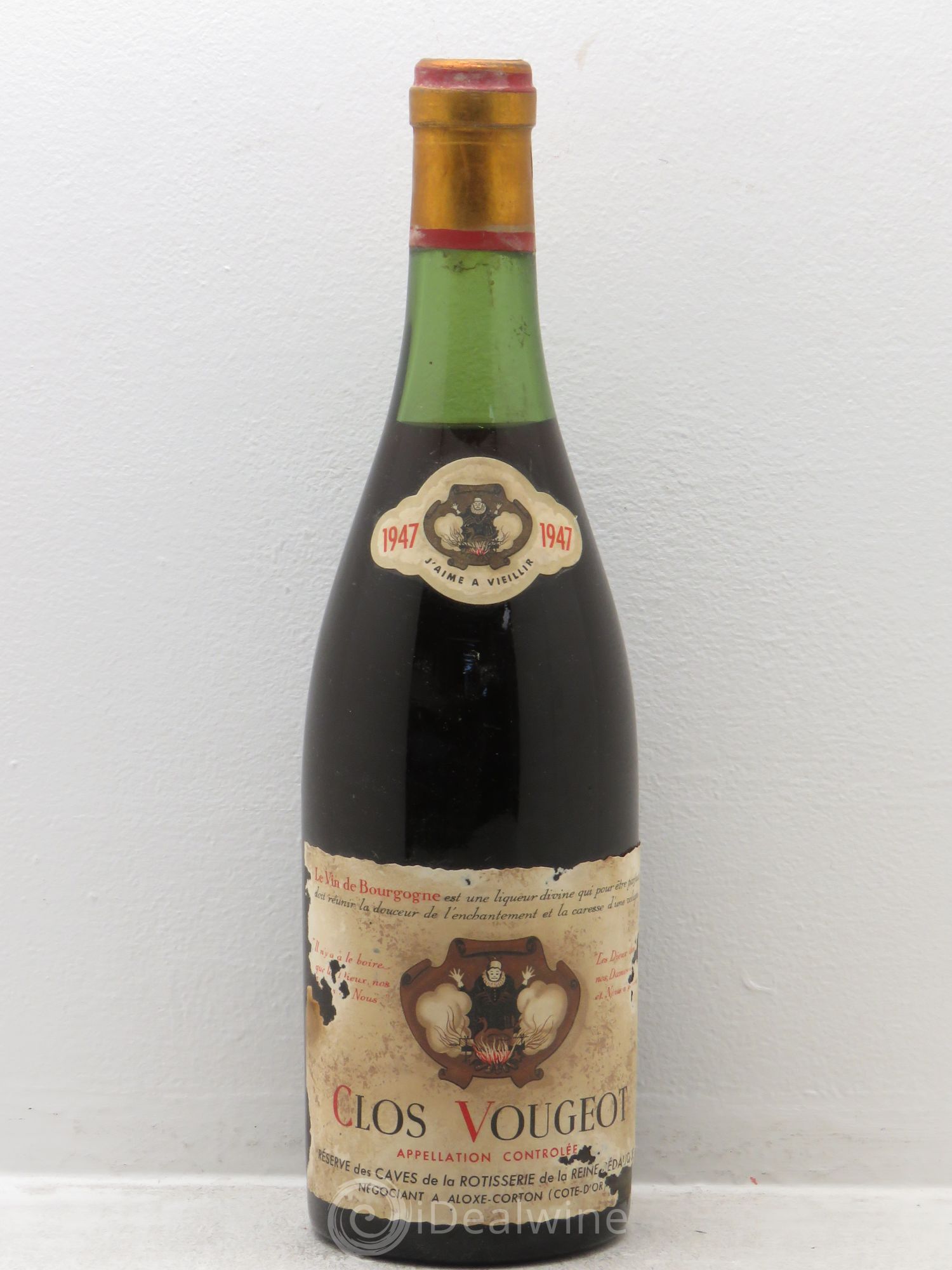 Clos de Vougeot Grand Cru Réserve des Caves de la Reine Pedauque 1947 - Posten von 1 Flasche - 0