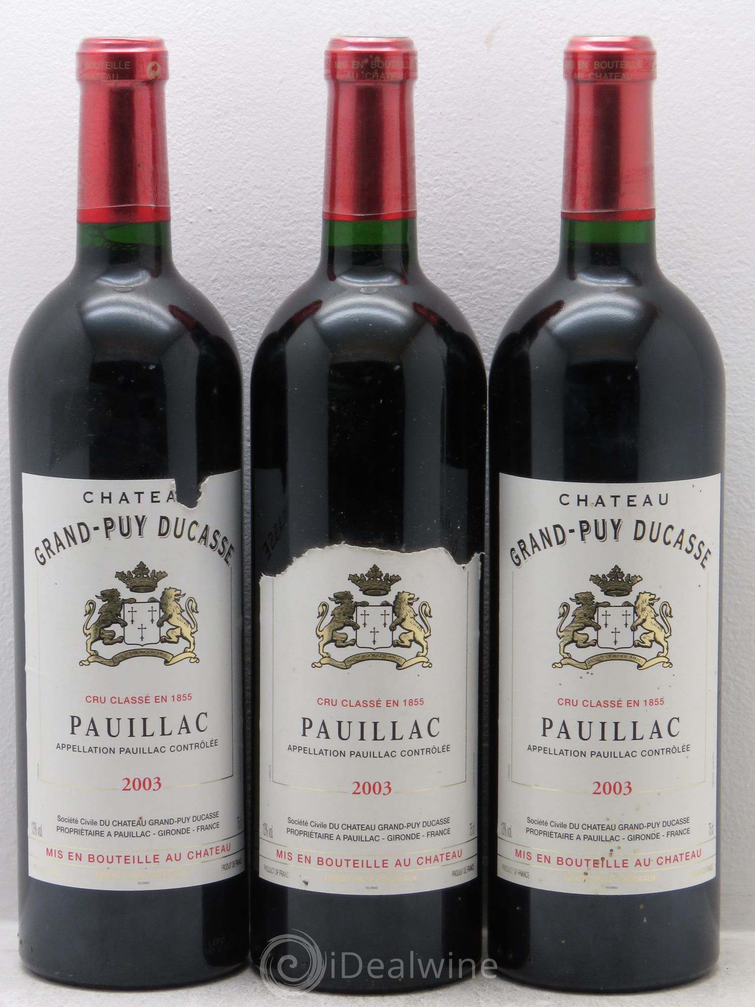 Château Grand Puy Ducasse 5ème Grand Cru Classé 2003 - Lot de 3 bouteilles - 0