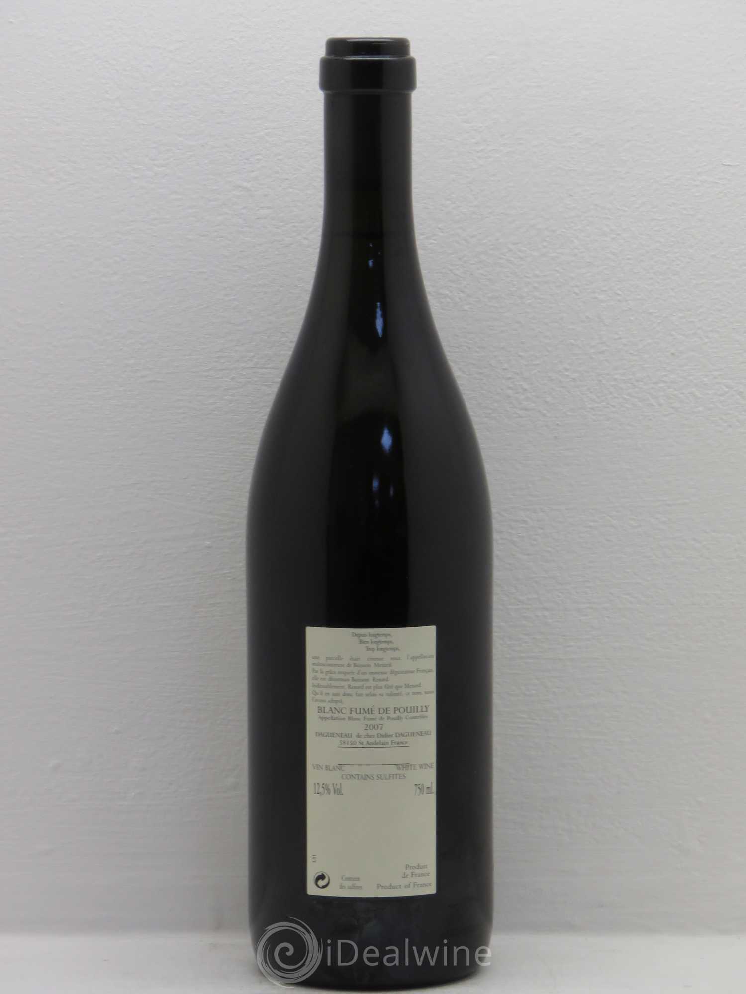 Vin de France (anciennement Pouilly-Fumé) Buisson Renard Dagueneau (Domaine Didier - Louis-Benjamin) 2007 - Lot de 1 bouteille - 1