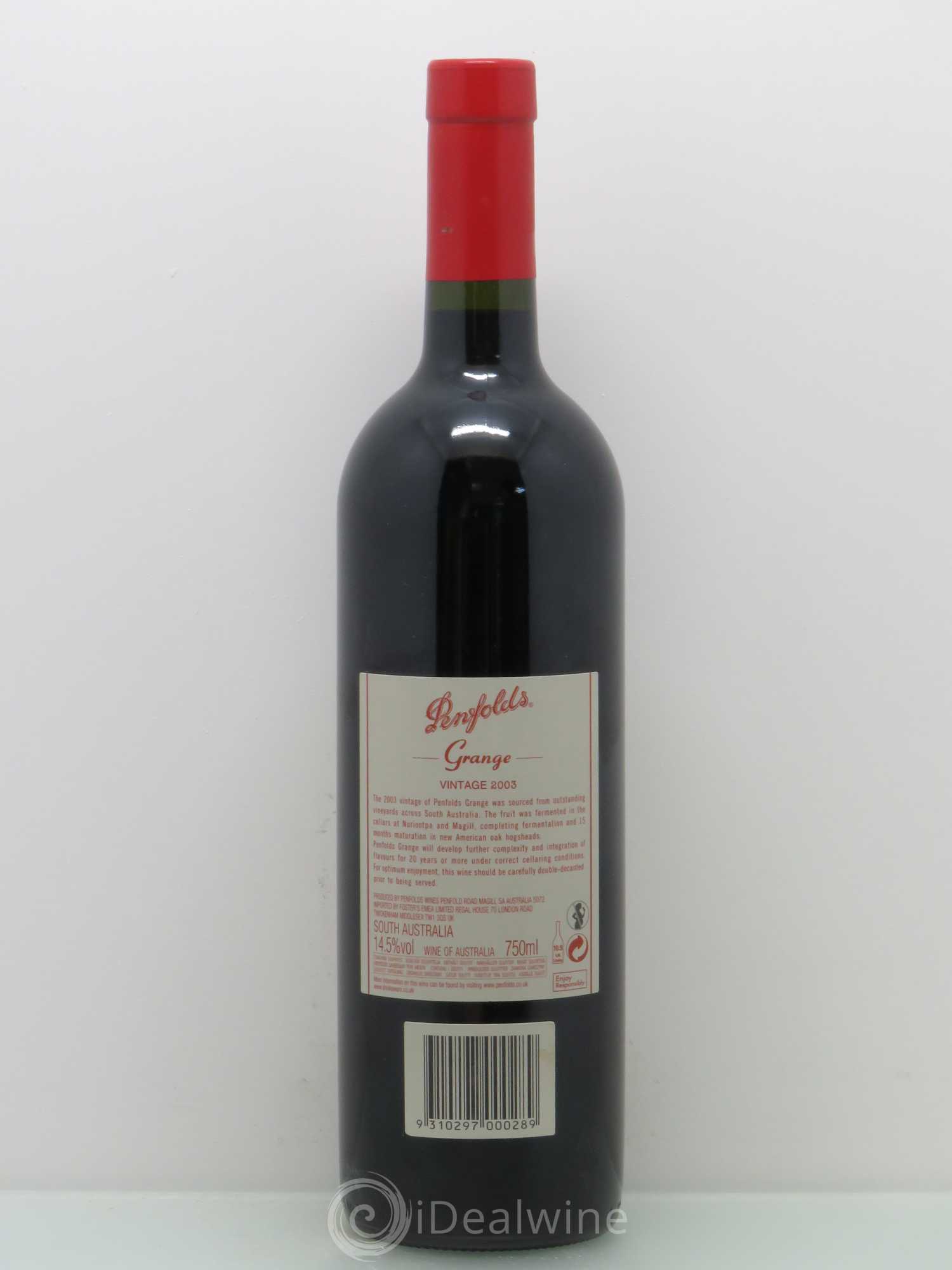 South Australia Penfolds Wines Grange Bin 95 Bin 95 - Syrah 2003 - Lot de 1 bouteille - 1