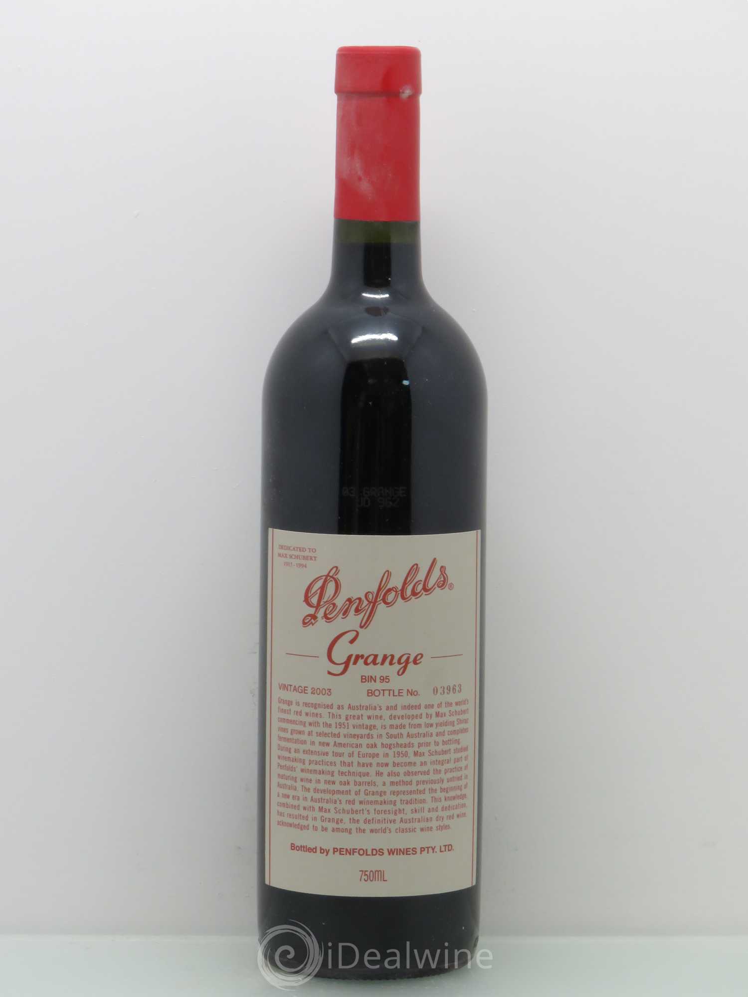 South Australia Penfolds Wines Grange Bin 95 Bin 95 - Syrah 2003 - Lot de 1 bouteille - 0