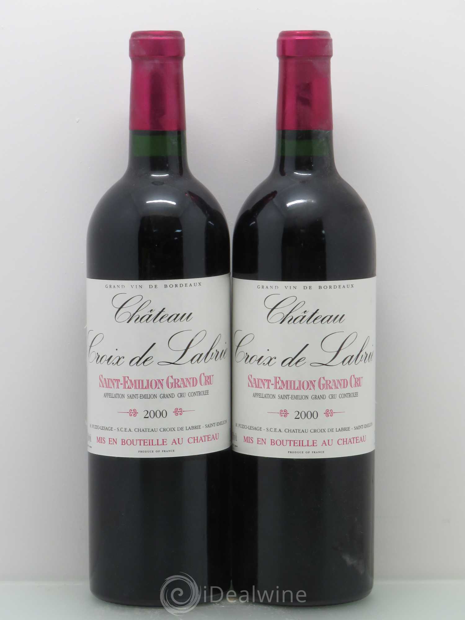 Château Croix de Labrie Grand Cru Classé 2000 - Lot de 2 bouteilles - 0