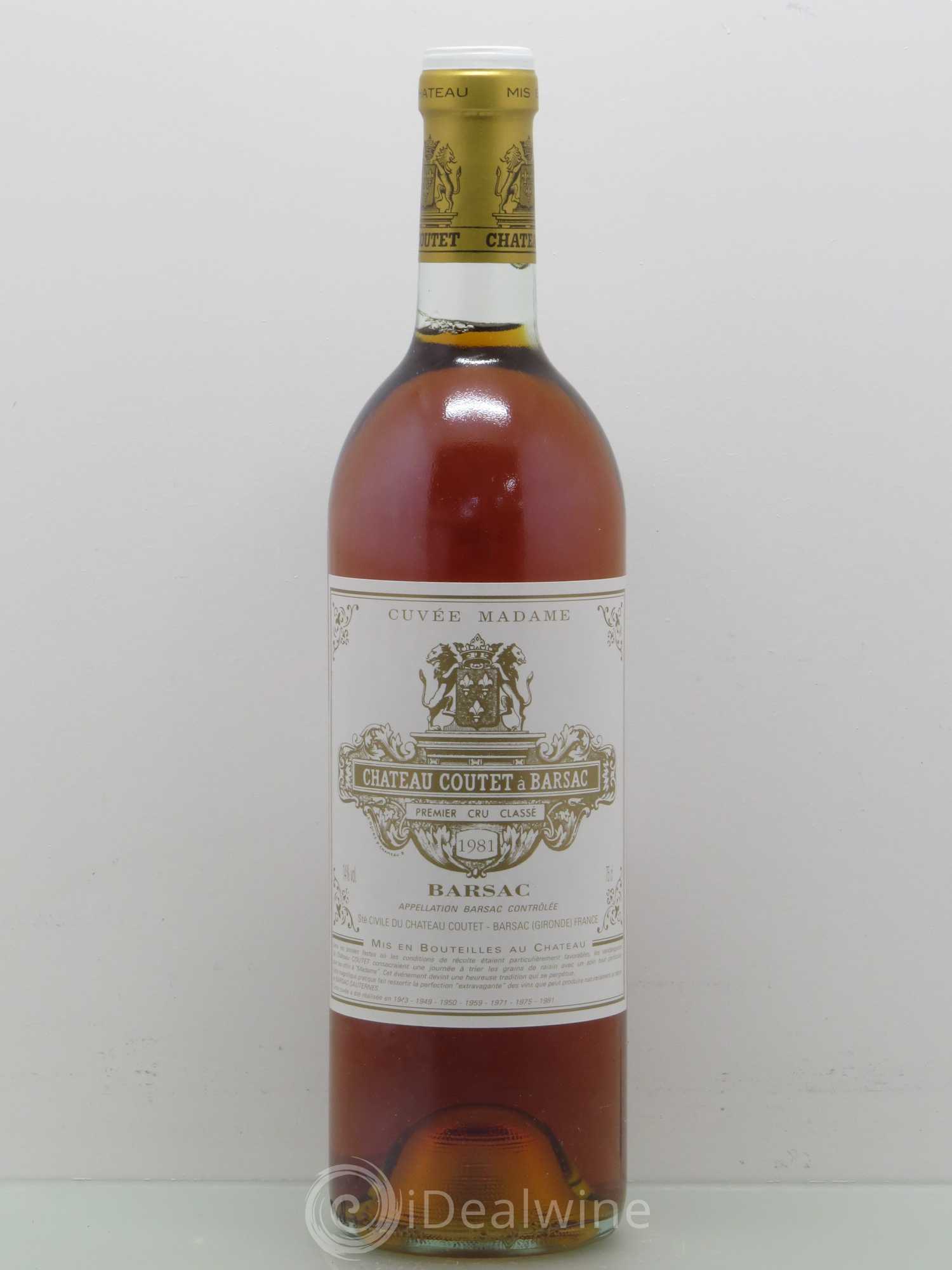 Château Coutet - Cuvée Madame 1er Grand Cru Classé 1981 - Lotto di 1 bottiglia - 0