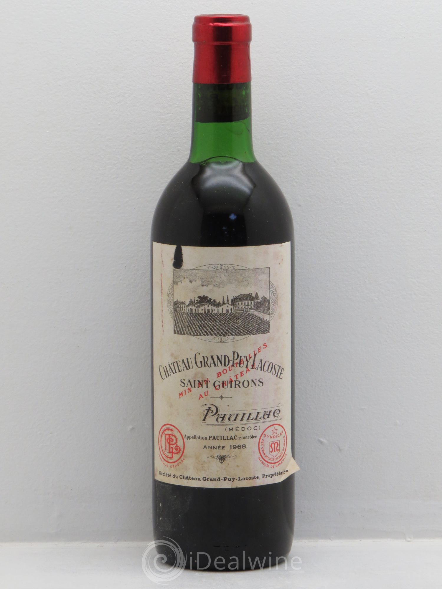 Château Grand Puy Lacoste 5ème Grand Cru Classé 1968 - Lot de 1 bouteille - 0