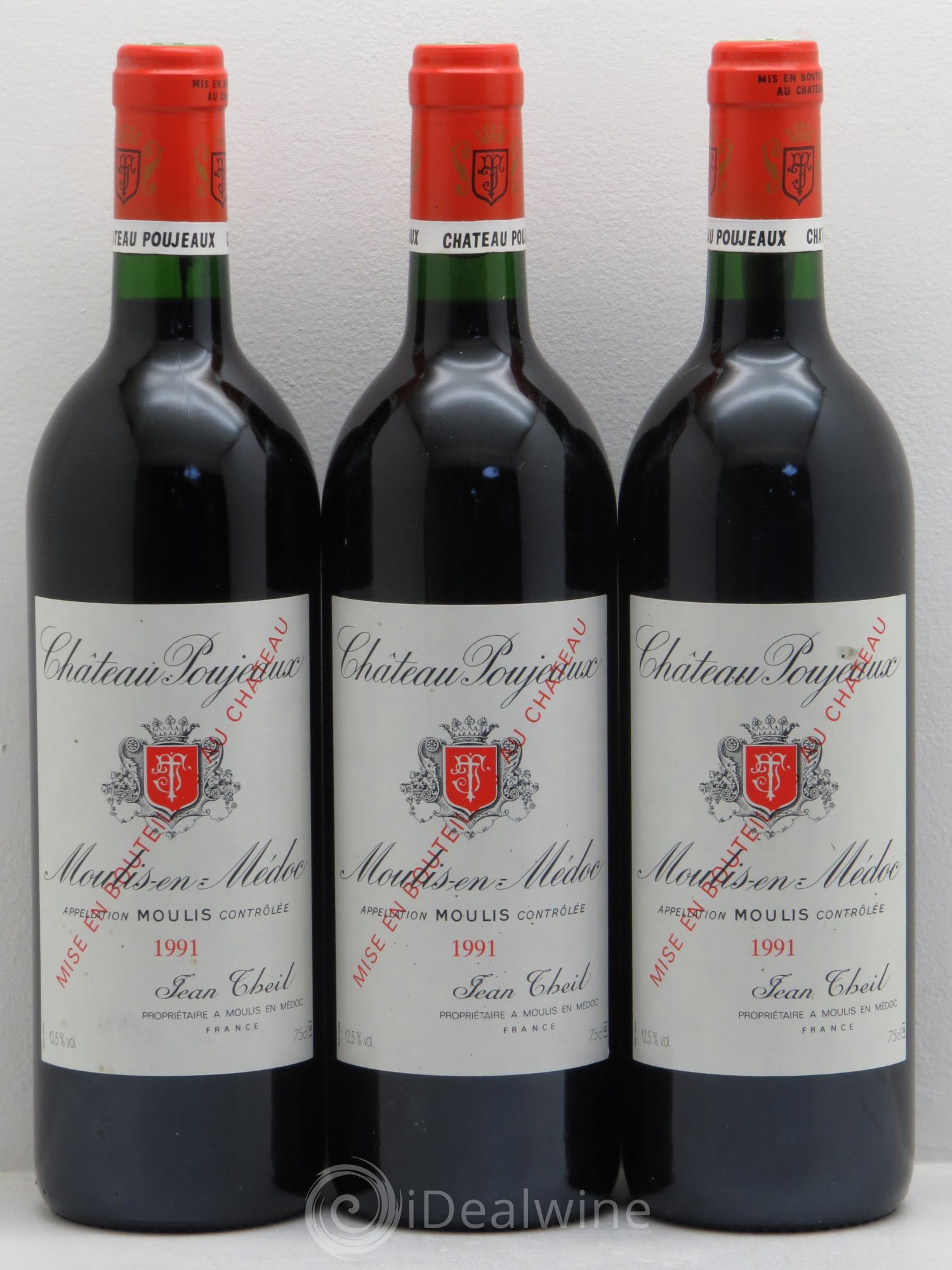 Château Poujeaux 1991 - Lot de 3 bouteilles - 0