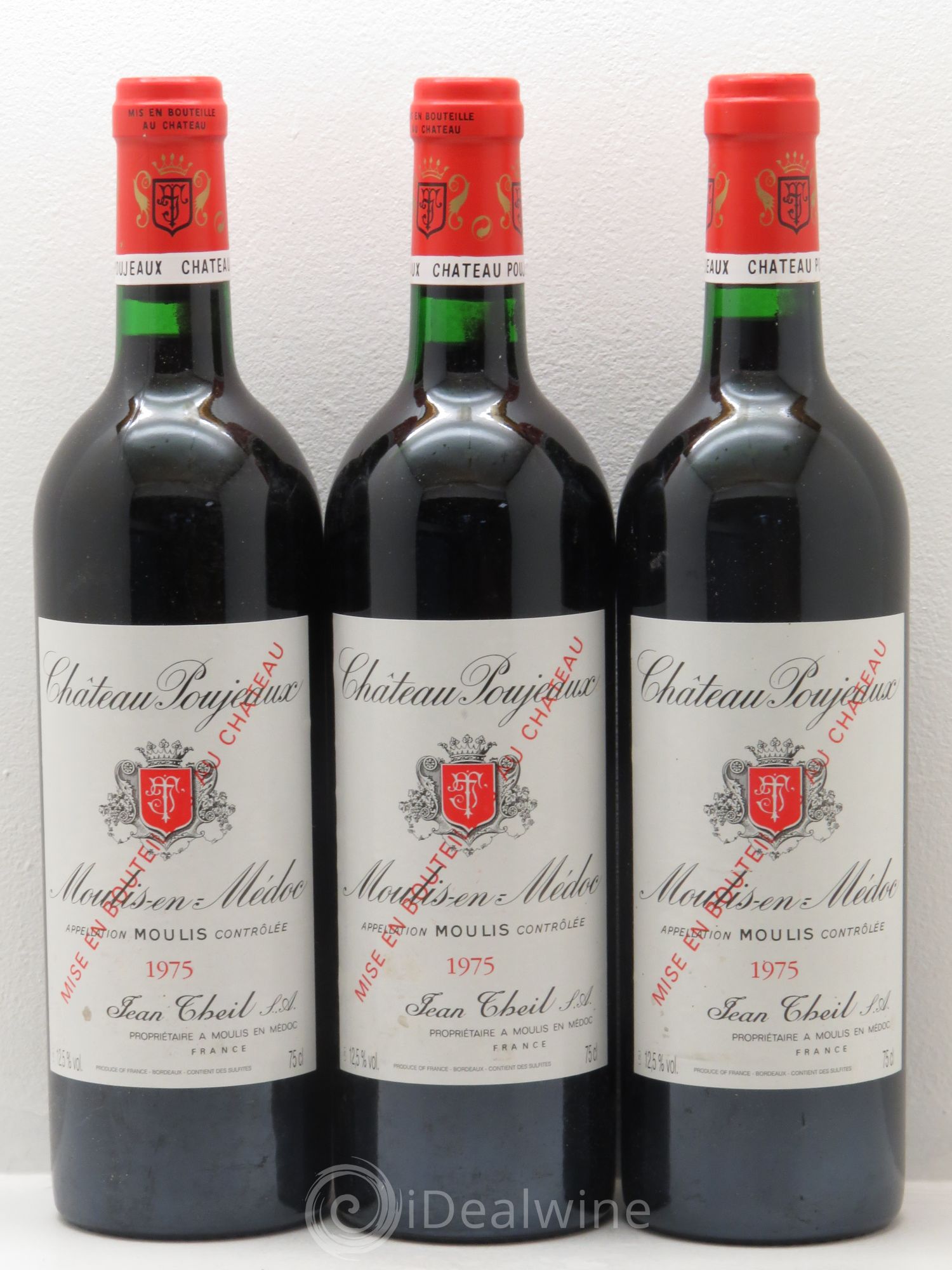 Château Poujeaux 1975 - Lot de 3 bouteilles - 0