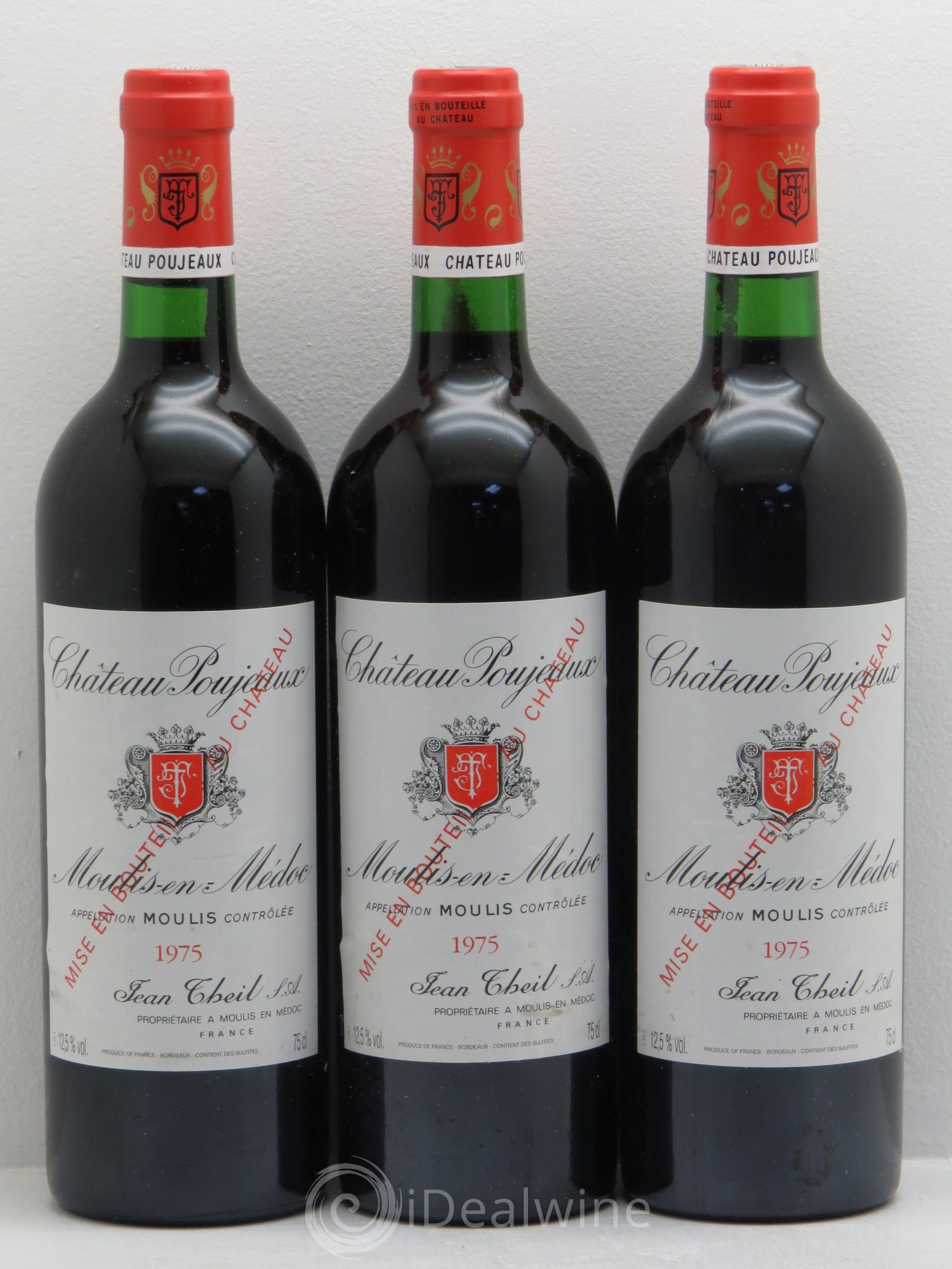 Château Poujeaux 1975 - Lot de 3 bouteilles - 0
