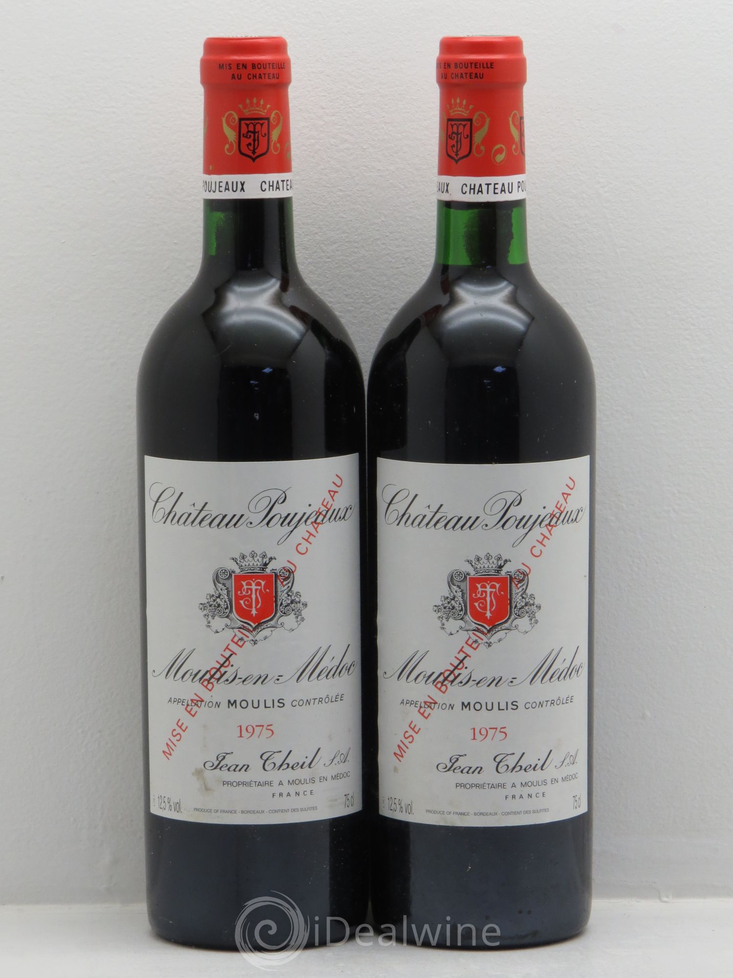 Château Poujeaux 1975 - Lot de 2 bouteilles - 0