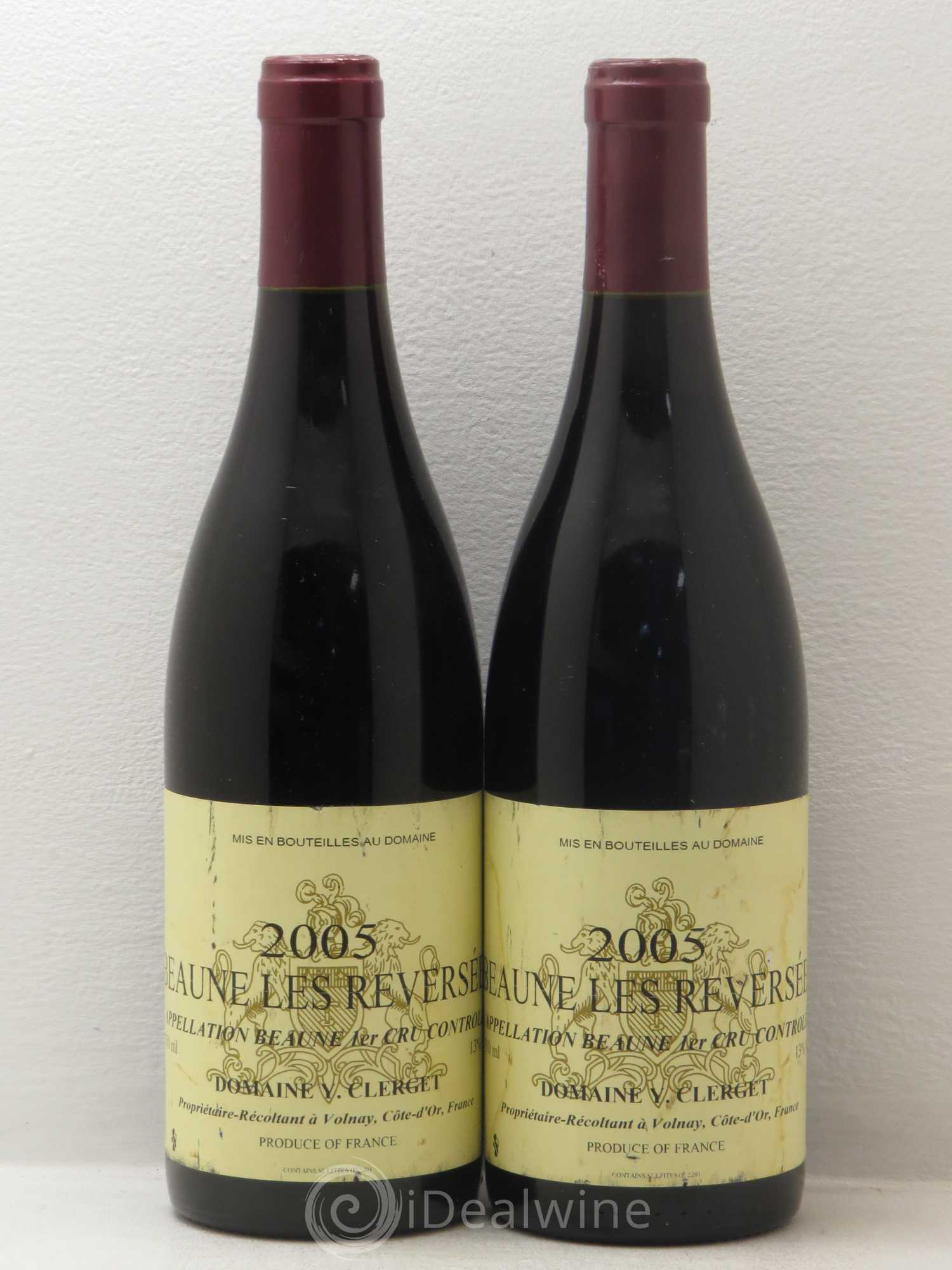 Beaune 1er Cru Les reversées Y Clerget 2005 - Posten von 2 Flaschen - 0