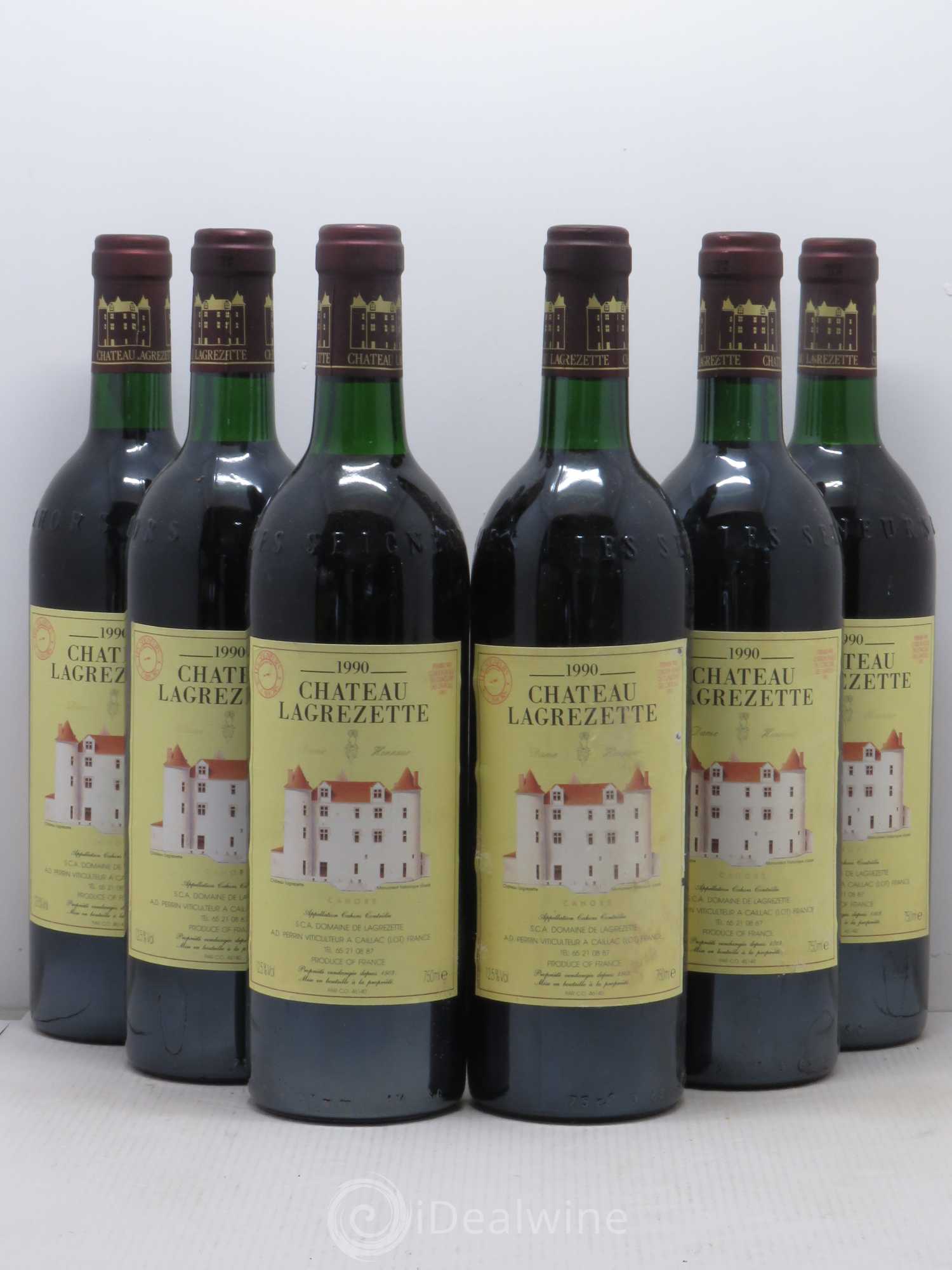 Cahors Château Lagrezette Alain Dominique Perrin 1990 - Lot de 6 bouteilles - 0