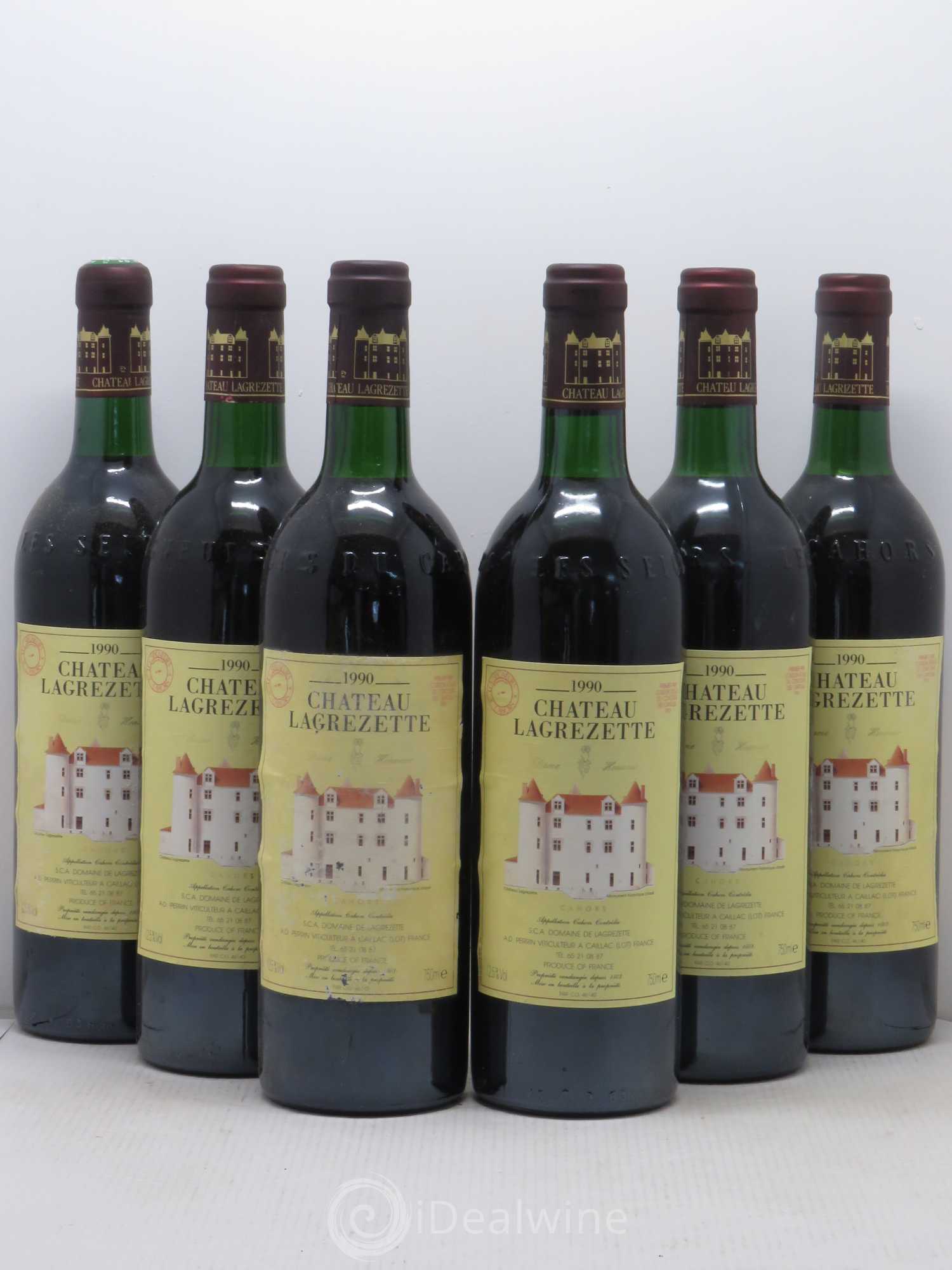 Cahors Château Lagrezette Alain Dominique Perrin 1990 - Lot de 6 bouteilles - 0