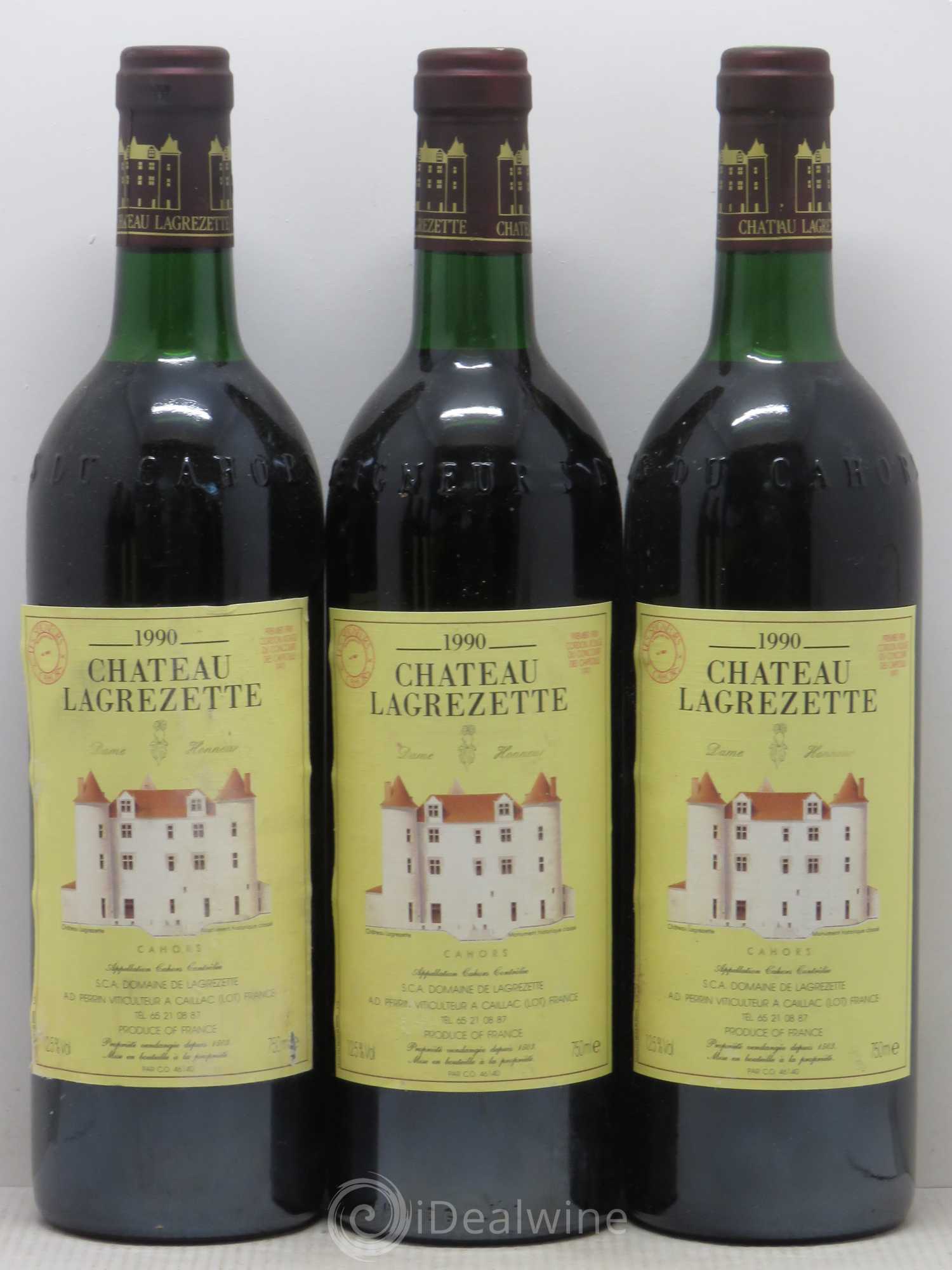 Cahors Château Lagrezette Alain Dominique Perrin 1990 - Lot de 5 bouteilles - 1