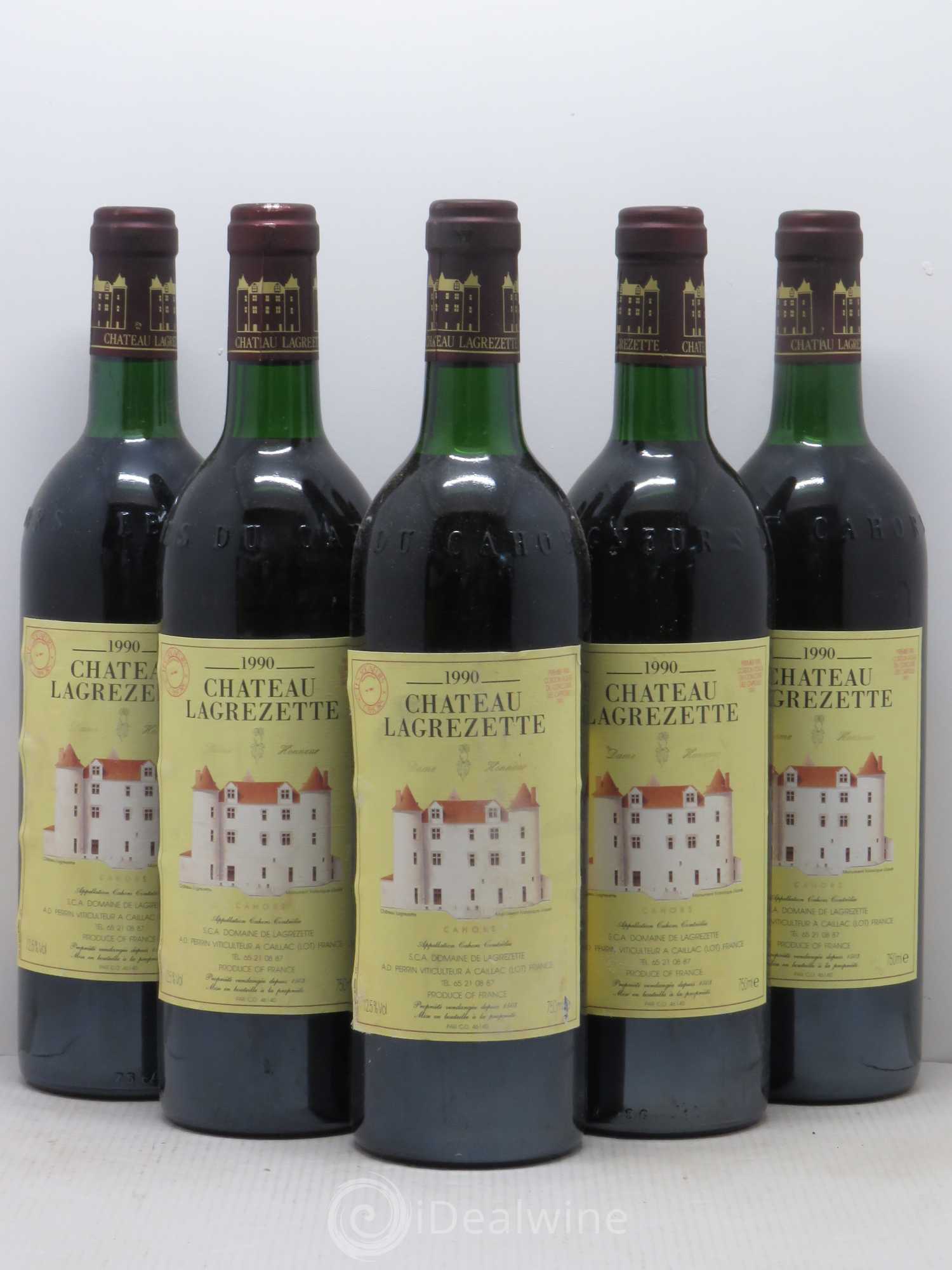 Cahors Château Lagrezette Alain Dominique Perrin 1990 - Lot de 5 bouteilles - 0