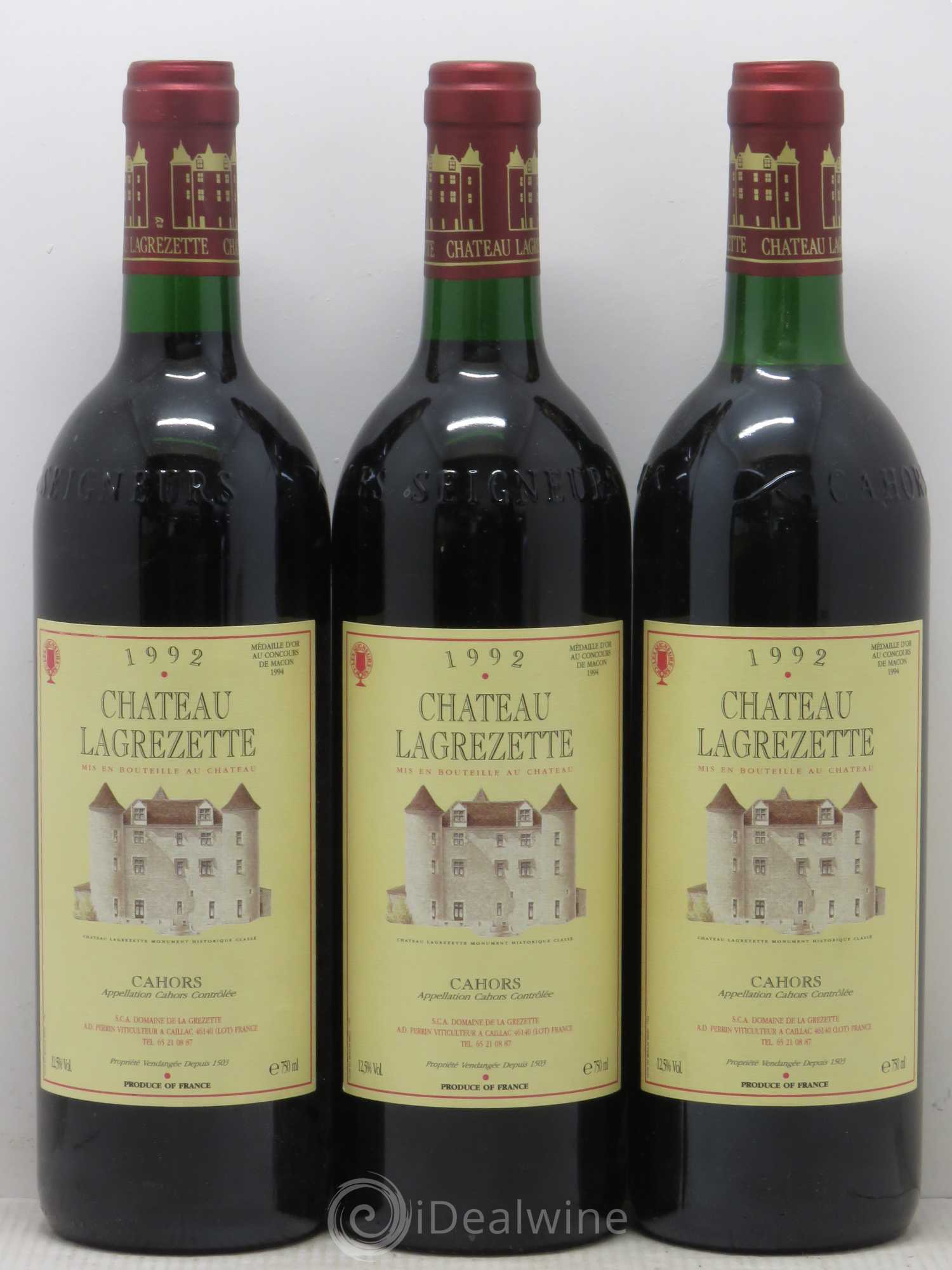 Cahors Château Lagrezette Alain Dominique Perrin 1992 - Lot de 6 bouteilles - 1