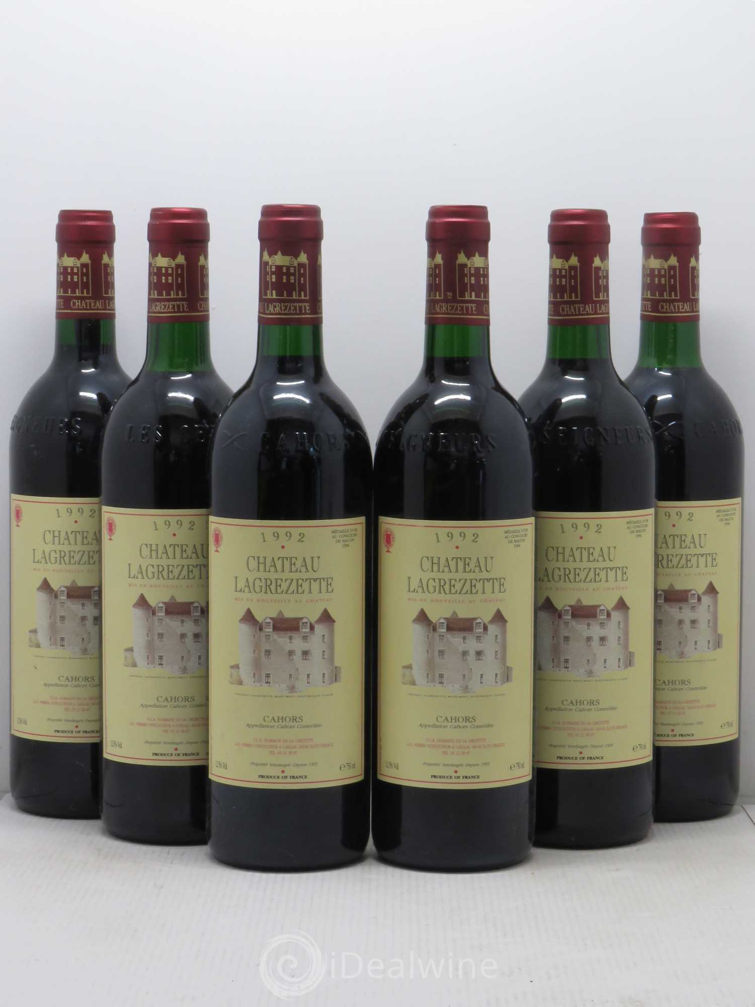 Cahors Château Lagrezette Alain Dominique Perrin 1992 - Lot de 6 bouteilles - 0