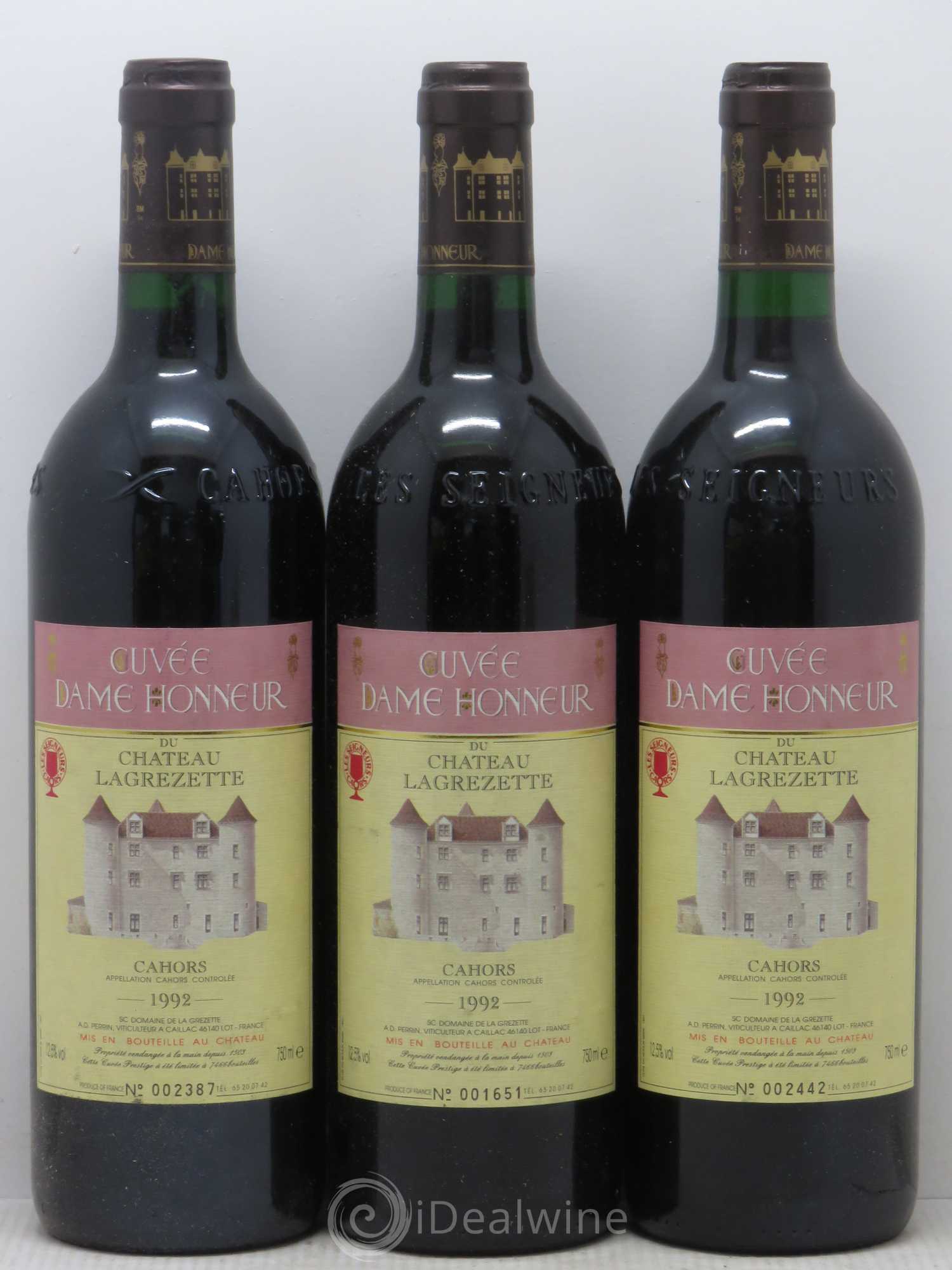 Cahors Château Lagrezette Alain Dominique Perrin Cuvée Dame d'Honneur 1992 - Lot de 6 bouteilles - 2