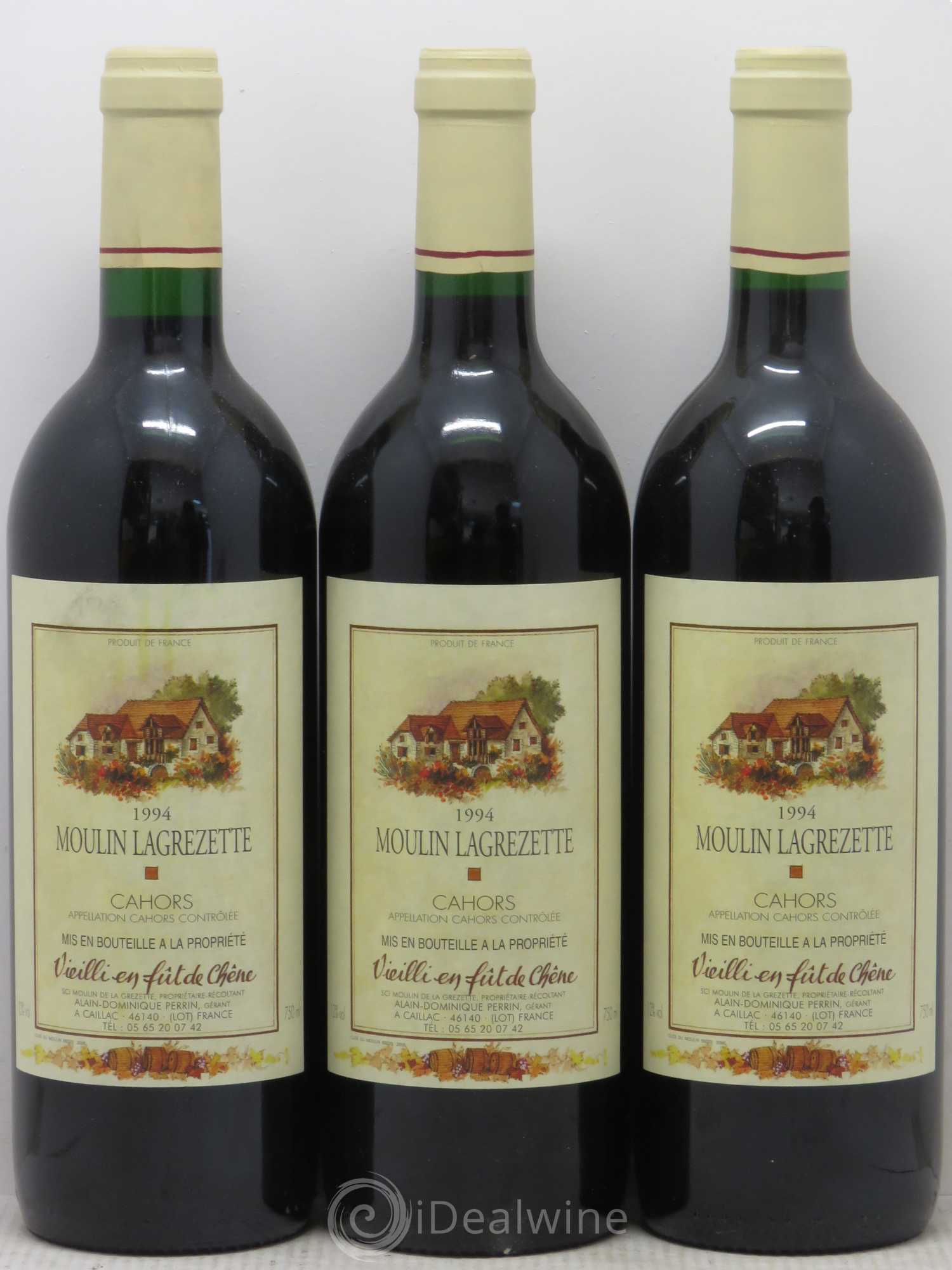 Cahors Moulin Lagrezette 1994 - Posten von 3 Flaschen - 0