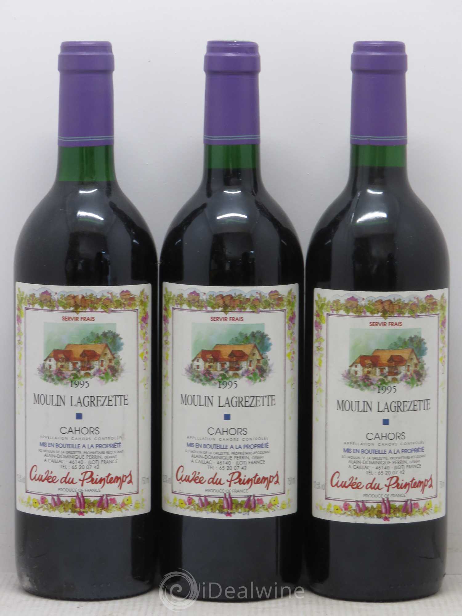 Cahors Moulin Lagrezette 1995 - Posten von 3 Flaschen - 0