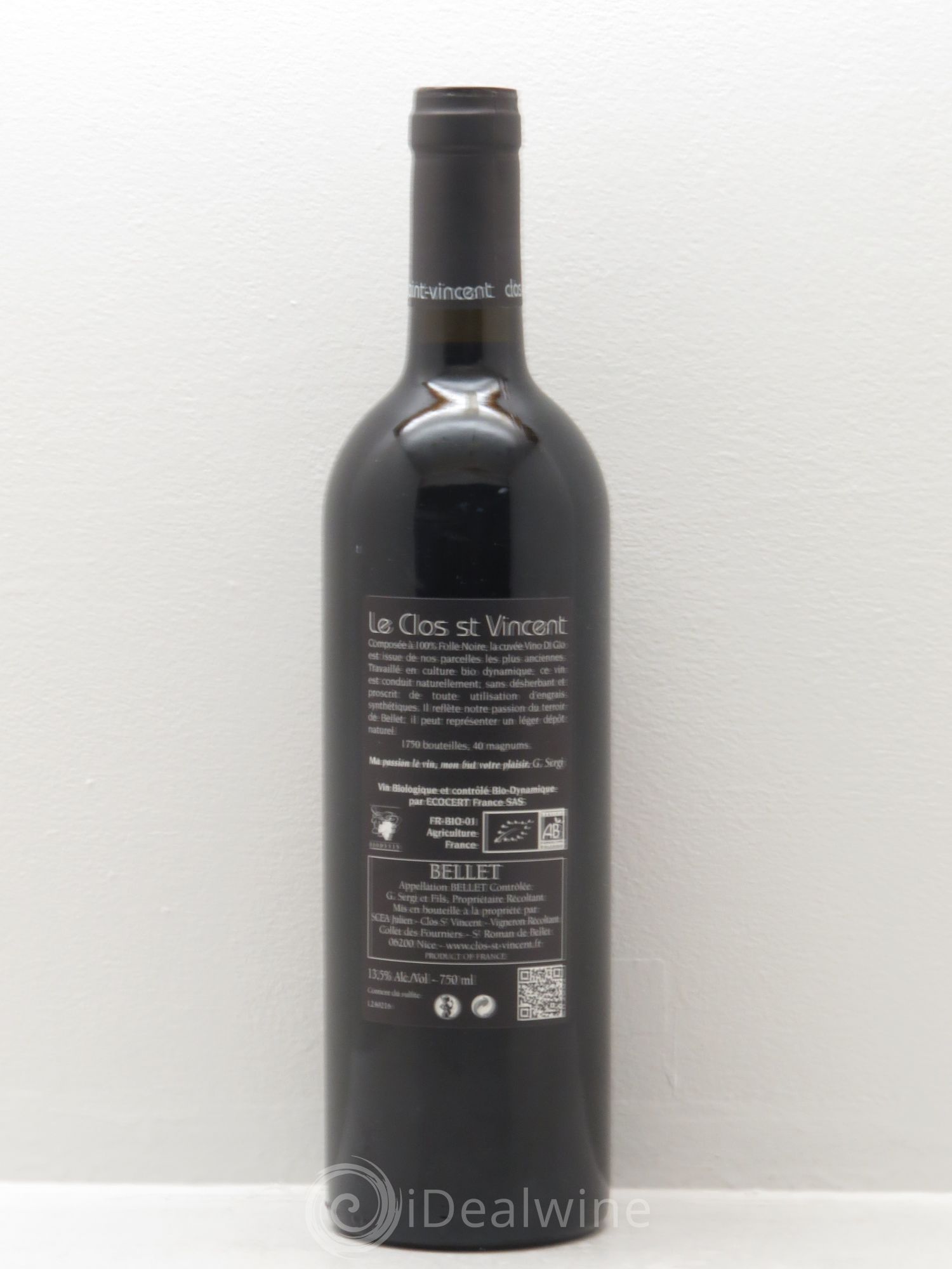 Bellet Clos Saint-Vincent Vino di Gio Famille Sicardi-Sergi 2014 - Lot de 1 bouteille - 1