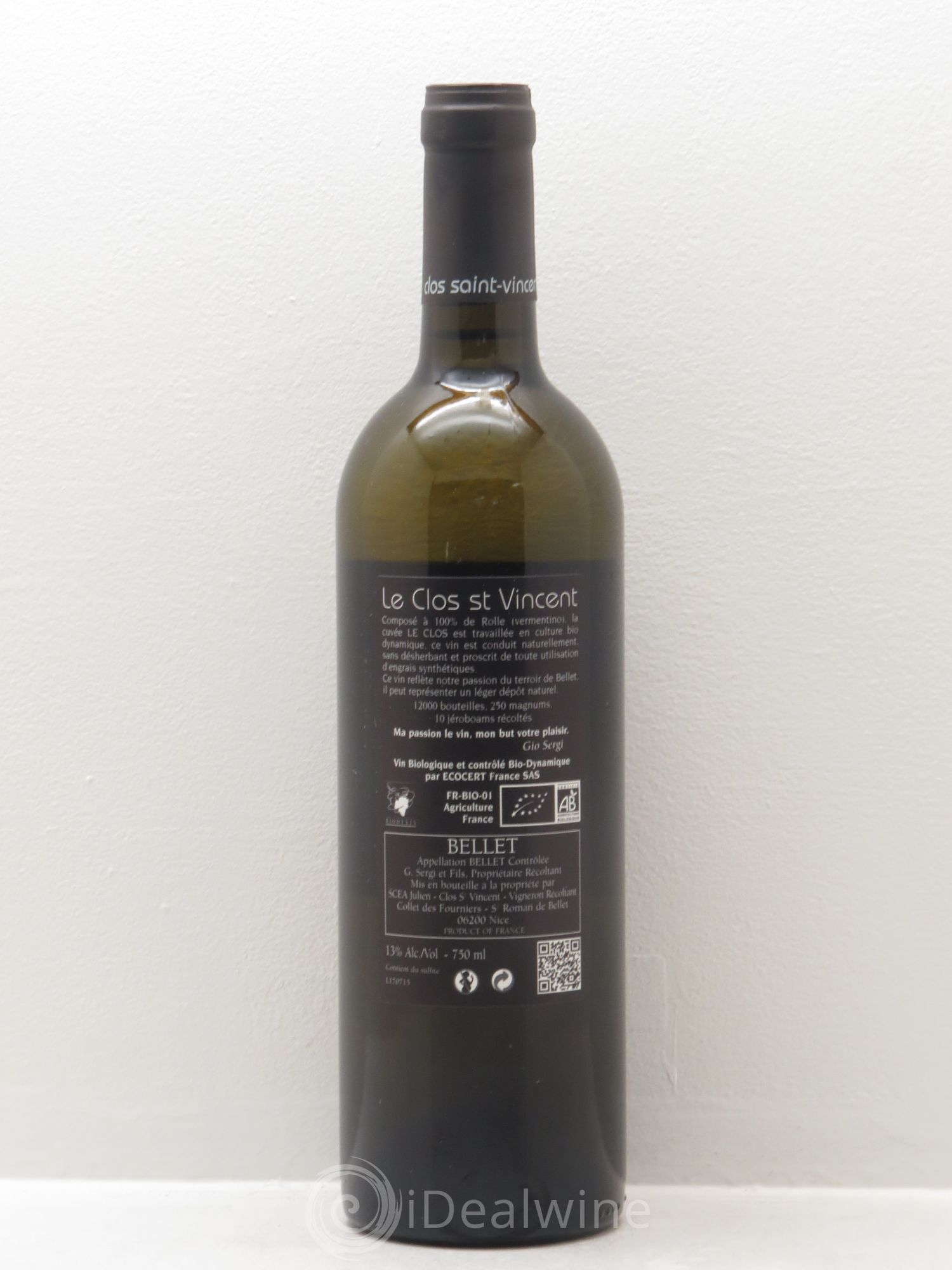 Bellet Clos Saint-Vincent Le Clos  Famille Sicardi-Sergi 2014 - Lot de 1 bouteille - 1