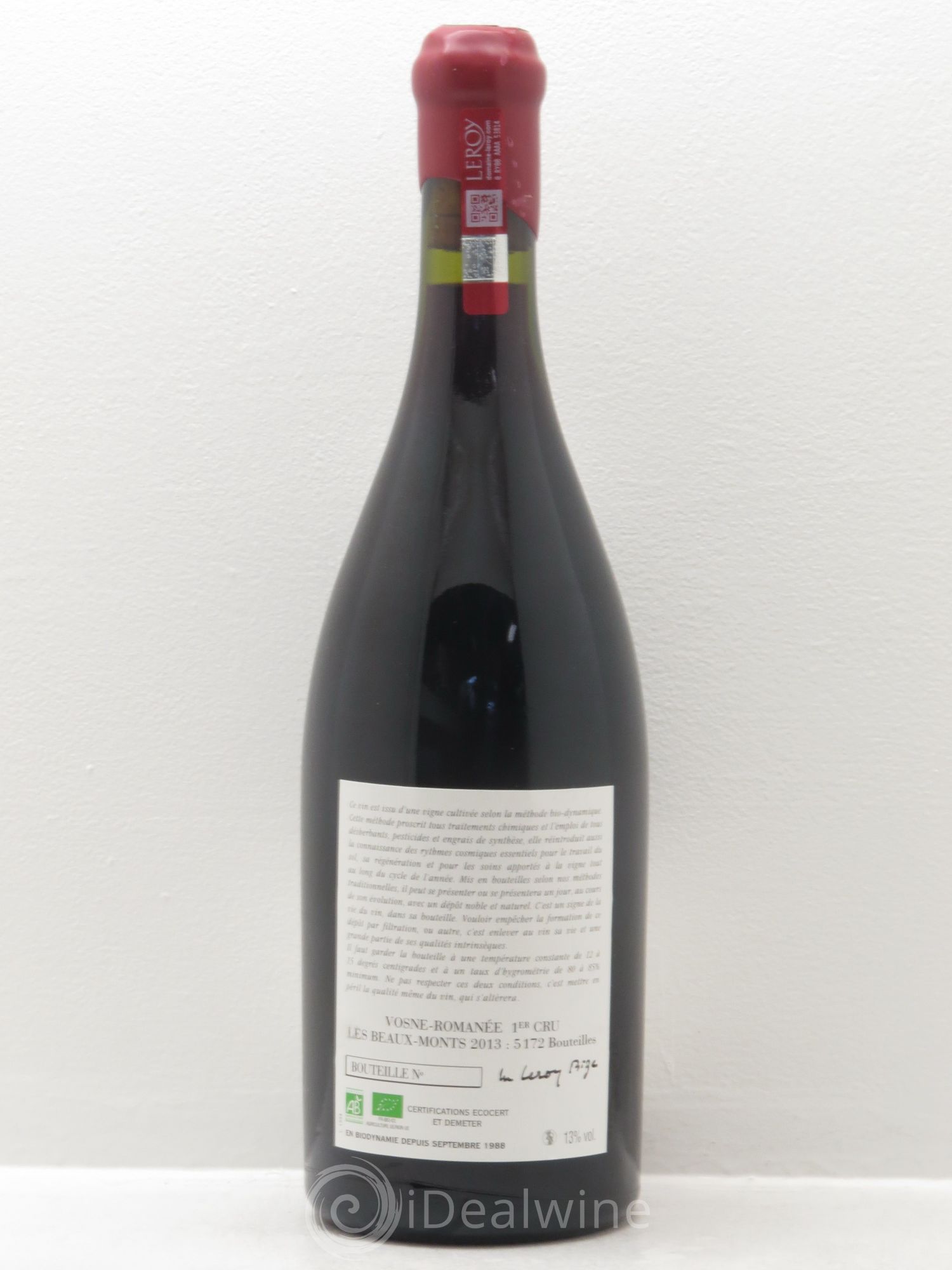 Vosne-Romanée 1er Cru Les Beaux-Monts Leroy (Domaine) 2013 - Lot de 1 bouteille - 1