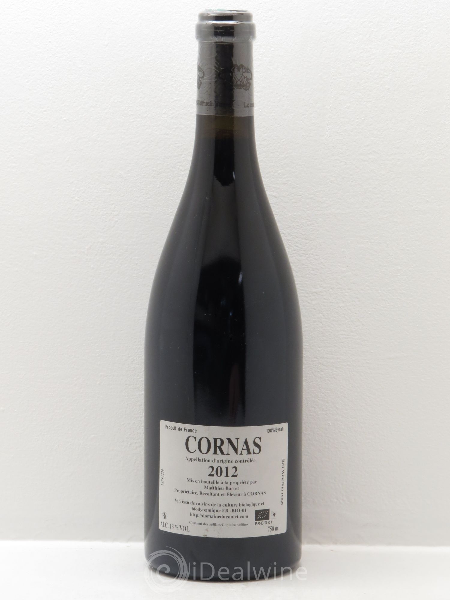 Cornas Billes Noires Coulet (Domaine du) - Matthieu Barret 2012 - Lot de 1 bouteille - 1