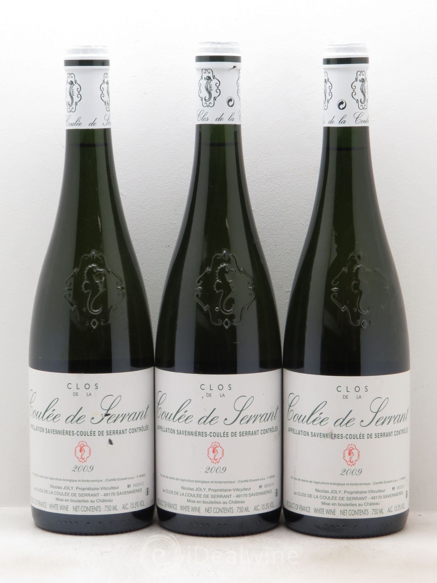 Savennières Clos de la Coulée de Serrant Vignobles de la Coulée de Serrant - Nicolas Joly (sans prix de réserve) 2009 - Lot de 3 bouteilles - 0