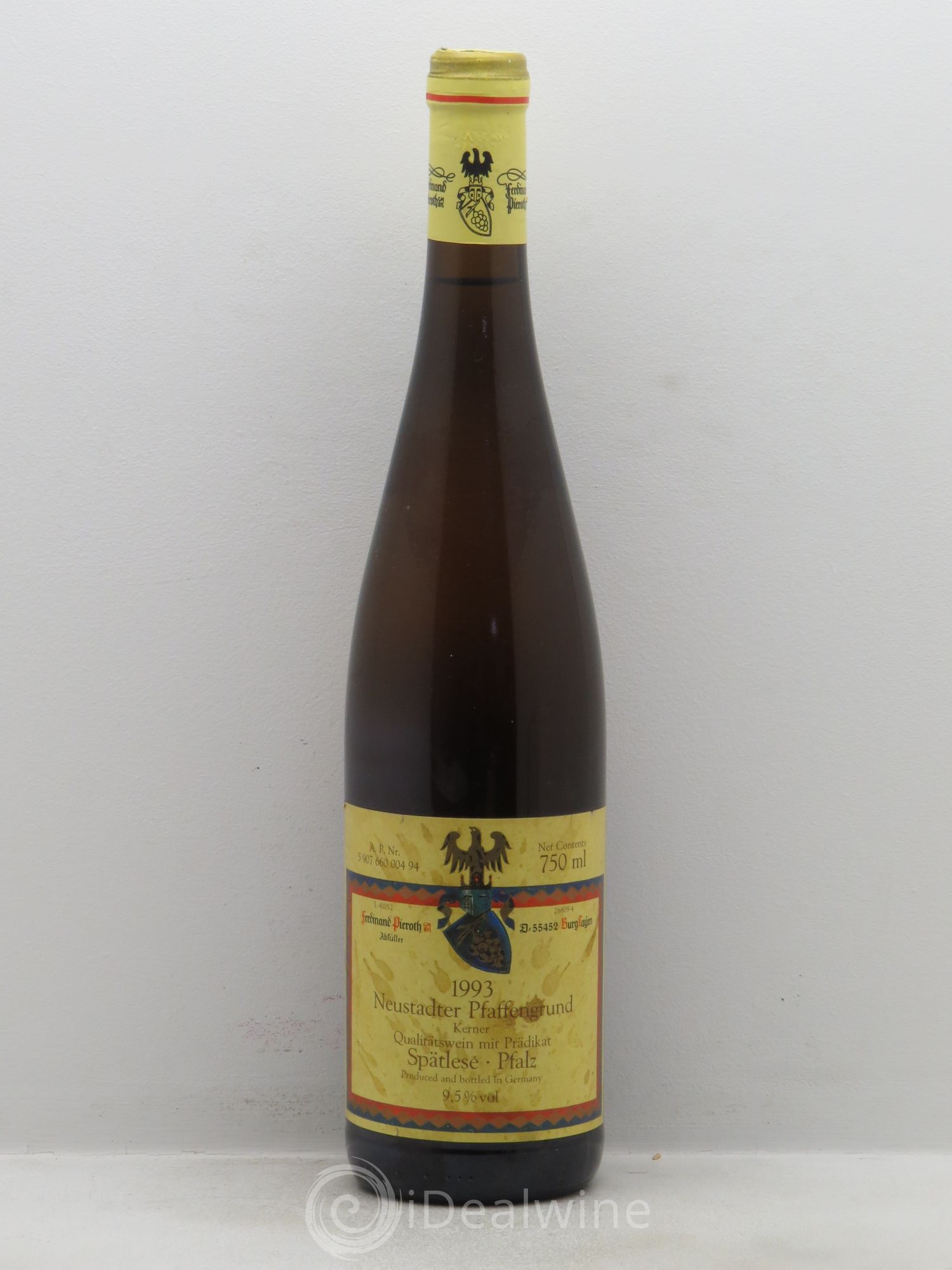 Allemagne Rheingau Spatlese Neustadter Plaffengrund Kerner Pfalz (sans prix de réserve) 1993 - Posten von 1 Flasche - 0
