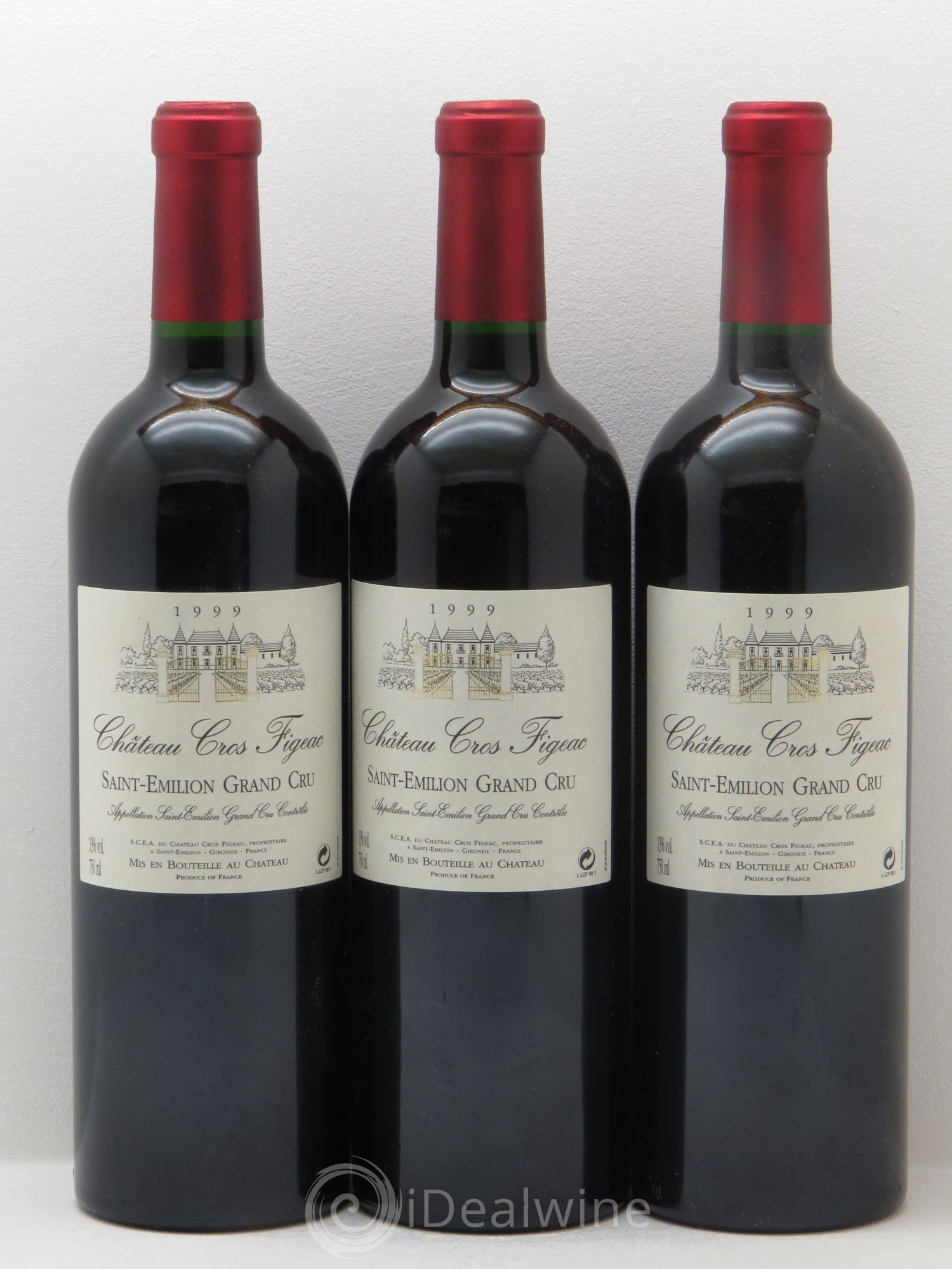 Saint-Émilion Château Cros Figeac (sans prix de réserve) 1999 - Posten von 3 Flaschen - 0
