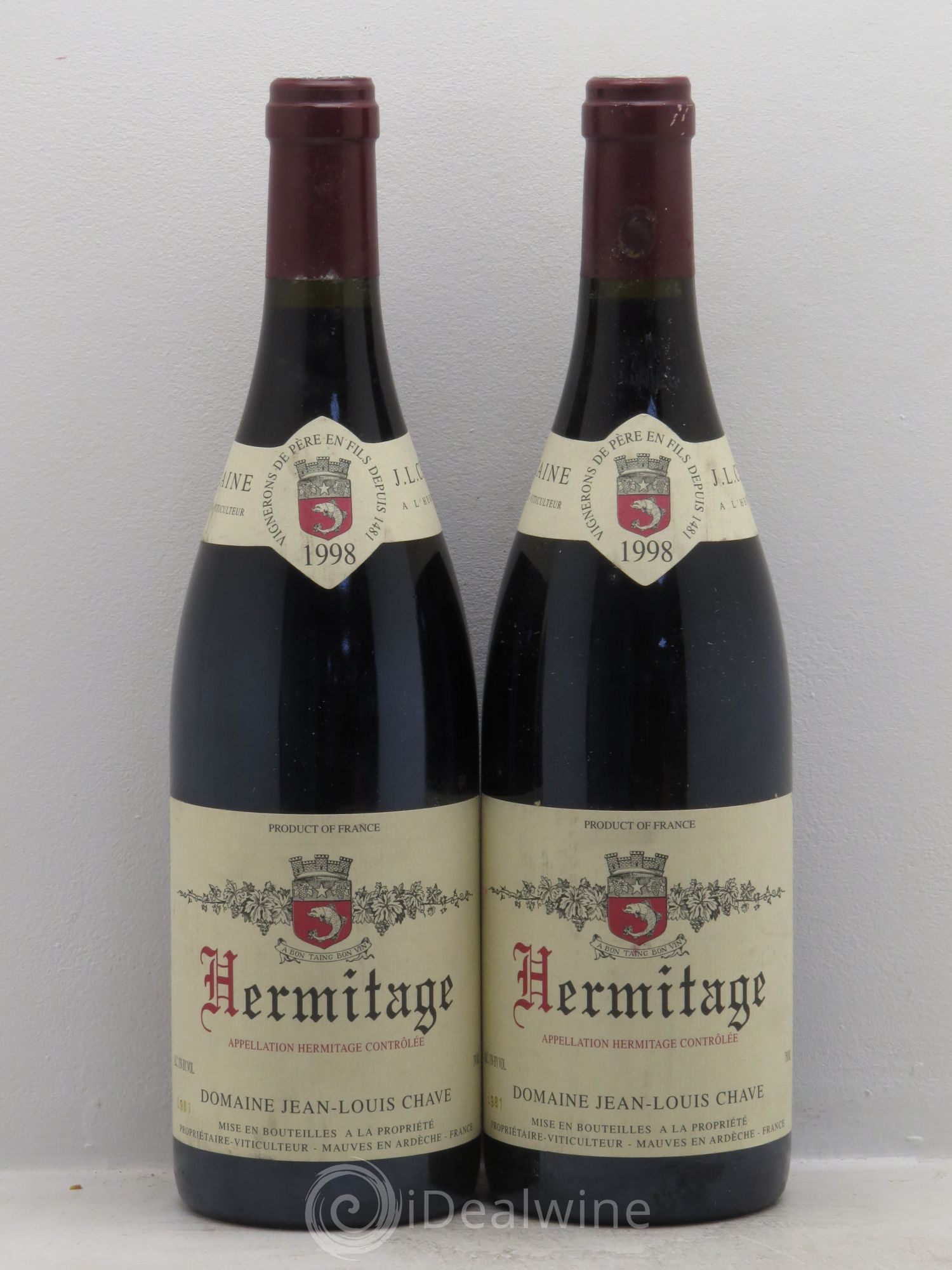 Hermitage Jean-Louis Chave (sans prix de réserve) 1998 - Lot de 2 bouteilles - 0