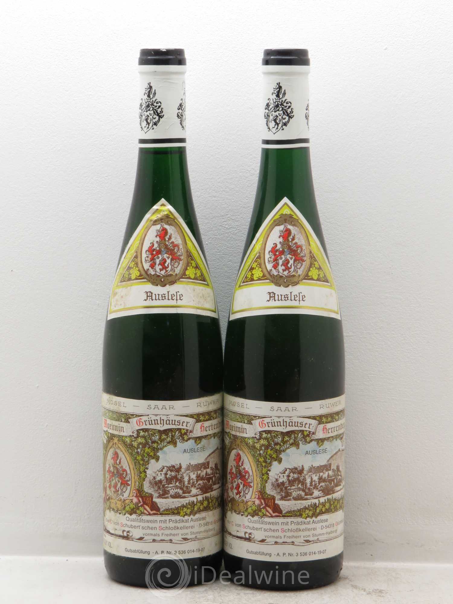 Riesling Von Schubert Maximin Grünhaus Auselese Herrenberg (sans prix de réserve) 2006 - Posten von 2 Flaschen - 0